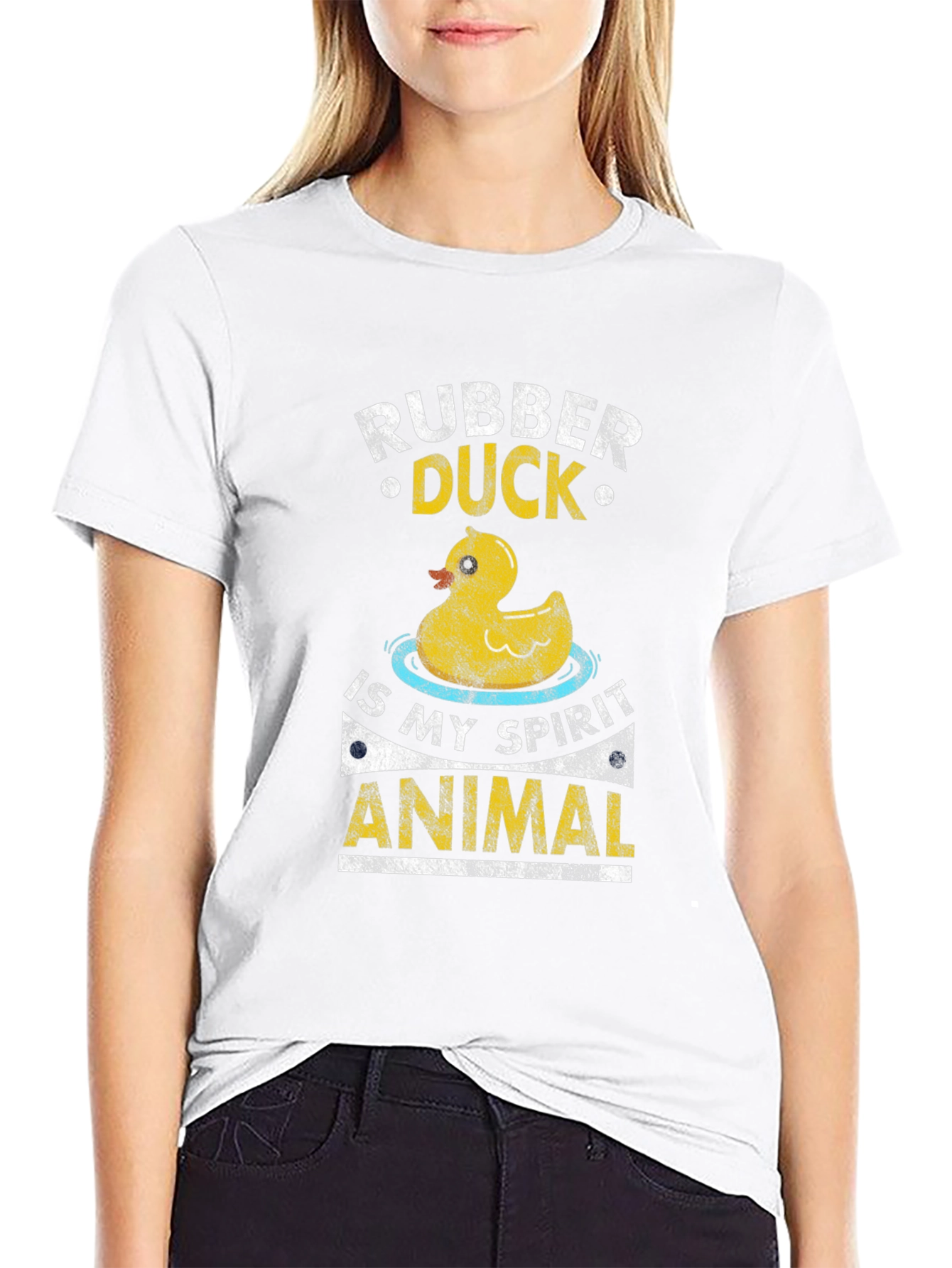 Black Rubber Duck Spirit Animal Graphic T-Shirt view 9