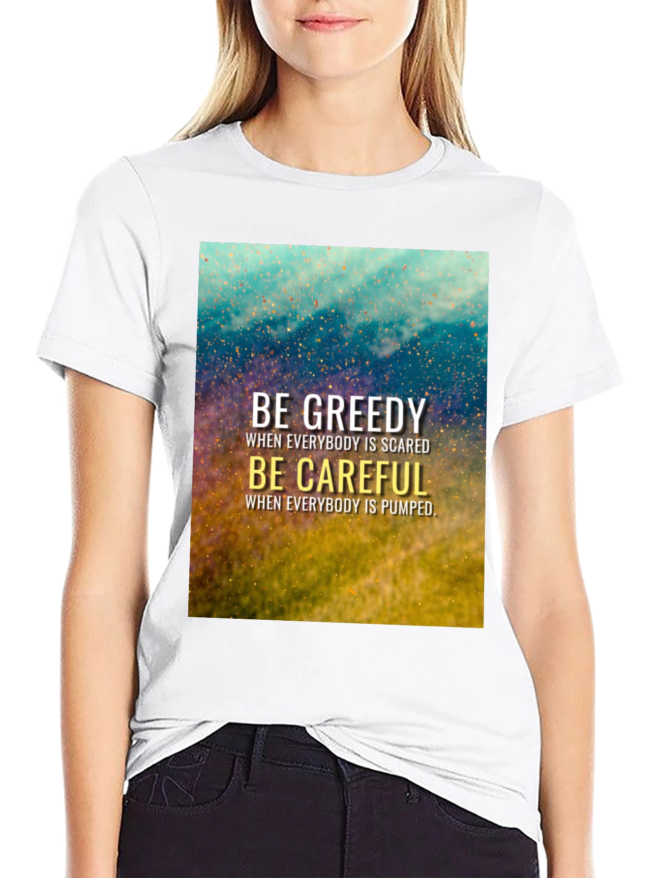Black Be Greedy Be Careful Black T-Shirt view 9
