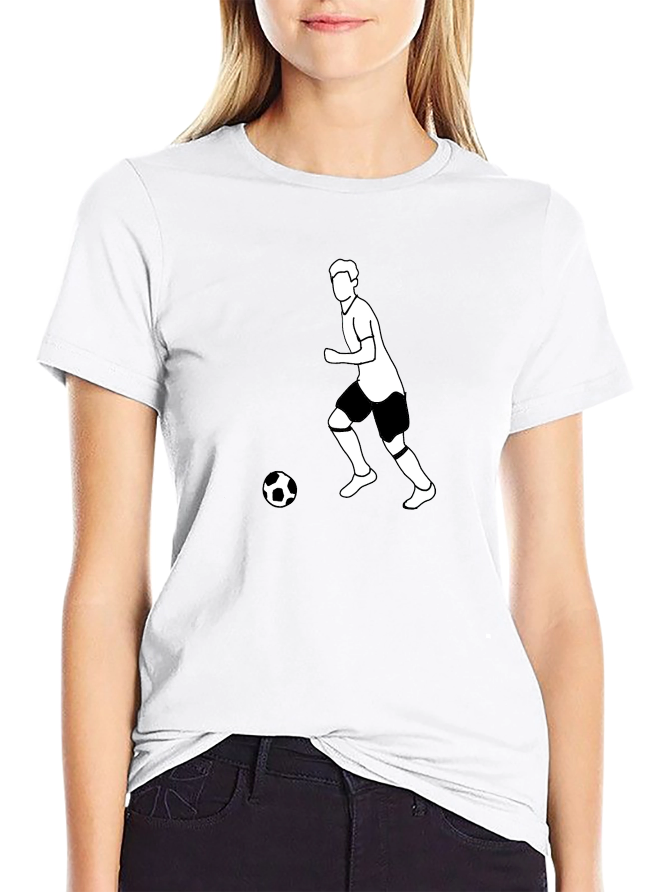 Black Soccer Player Graphic Tee - Black Cotton T-Shirt view 9