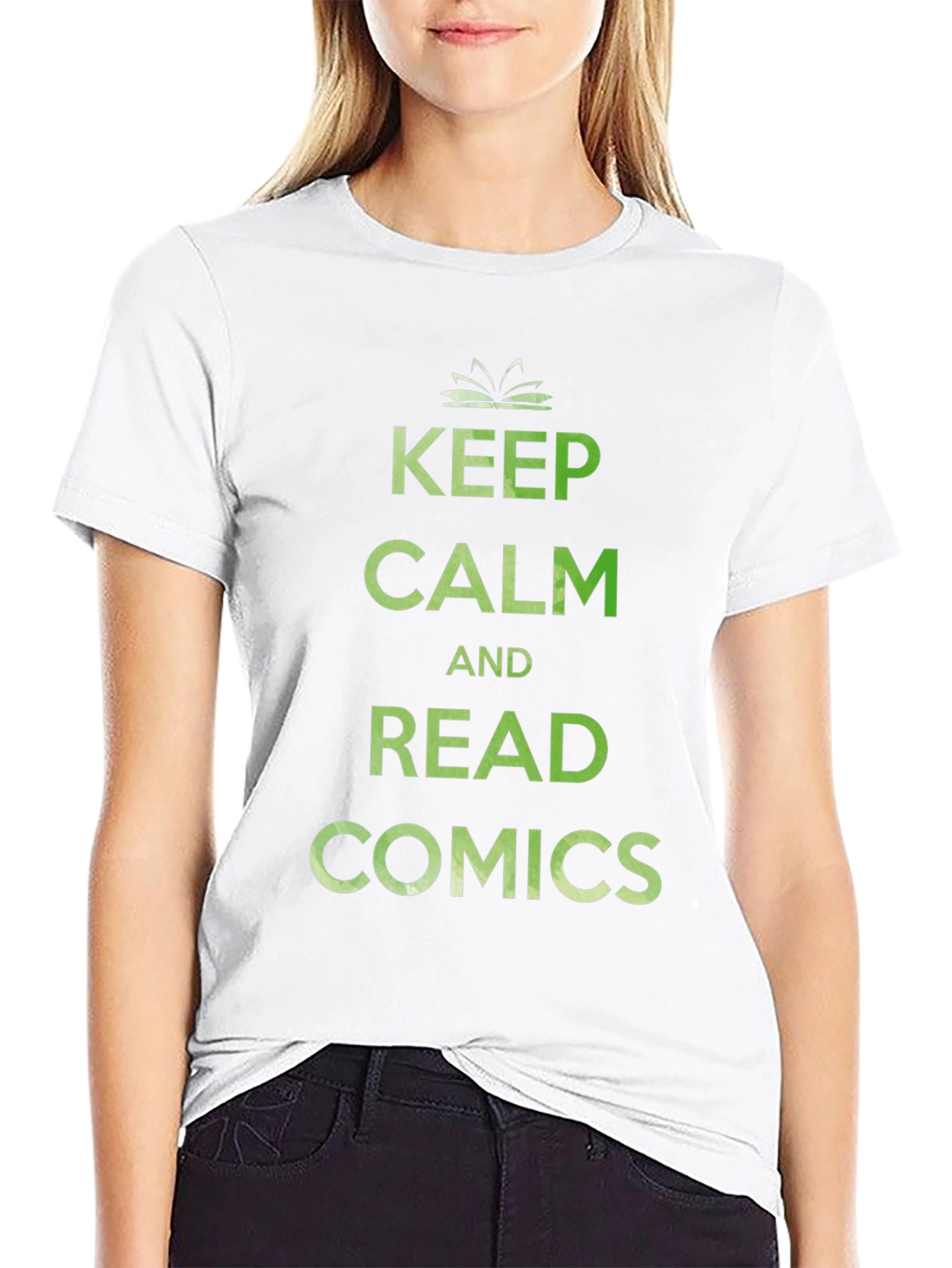 Black Keep Calm and Read Comics T-Shirt - Black view 9