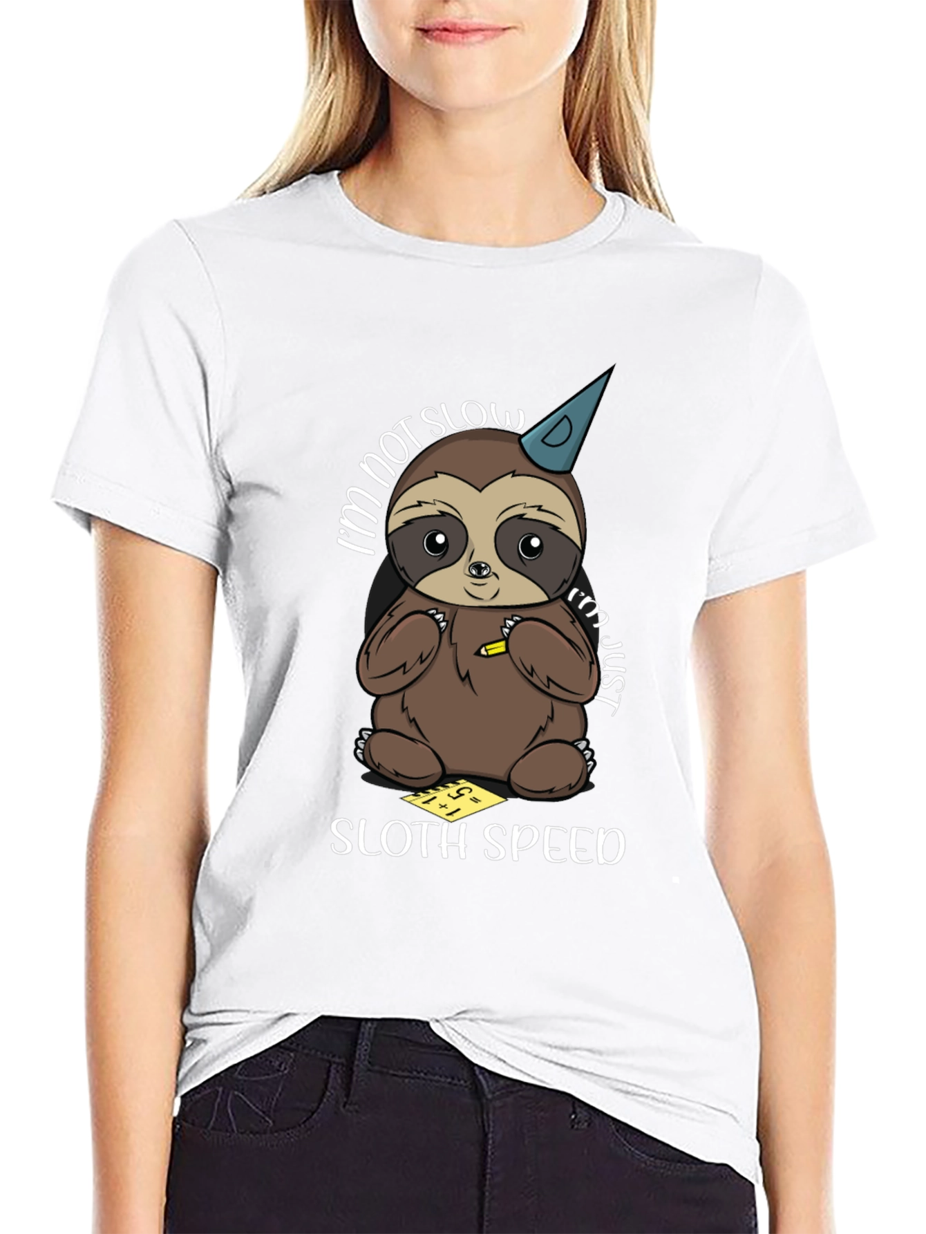 Black Cute Sloth Math T-Shirt - Sloth Speed view 9