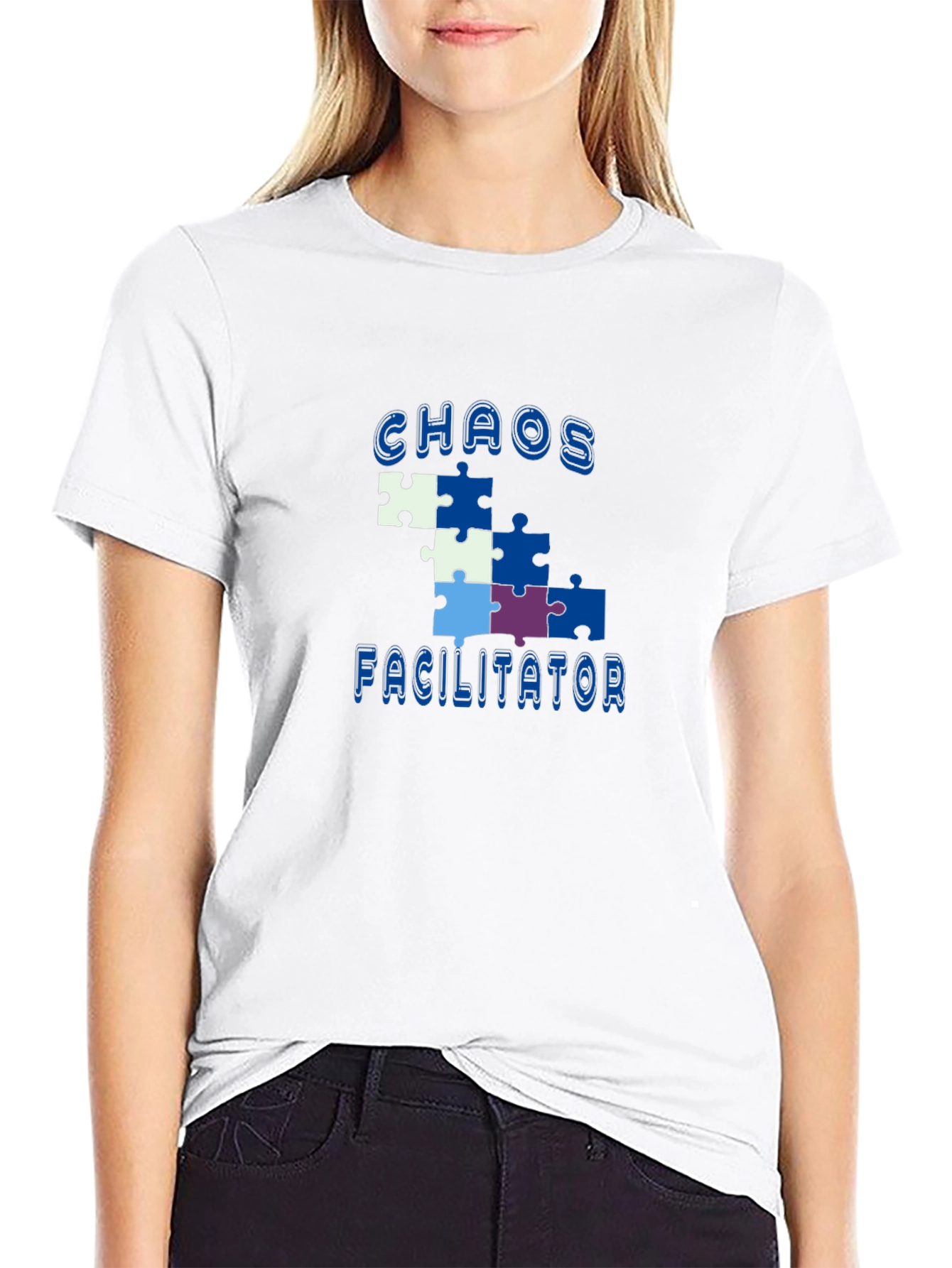 Black Chaos Facilitator Puzzle Piece Graphic Tee view 9
