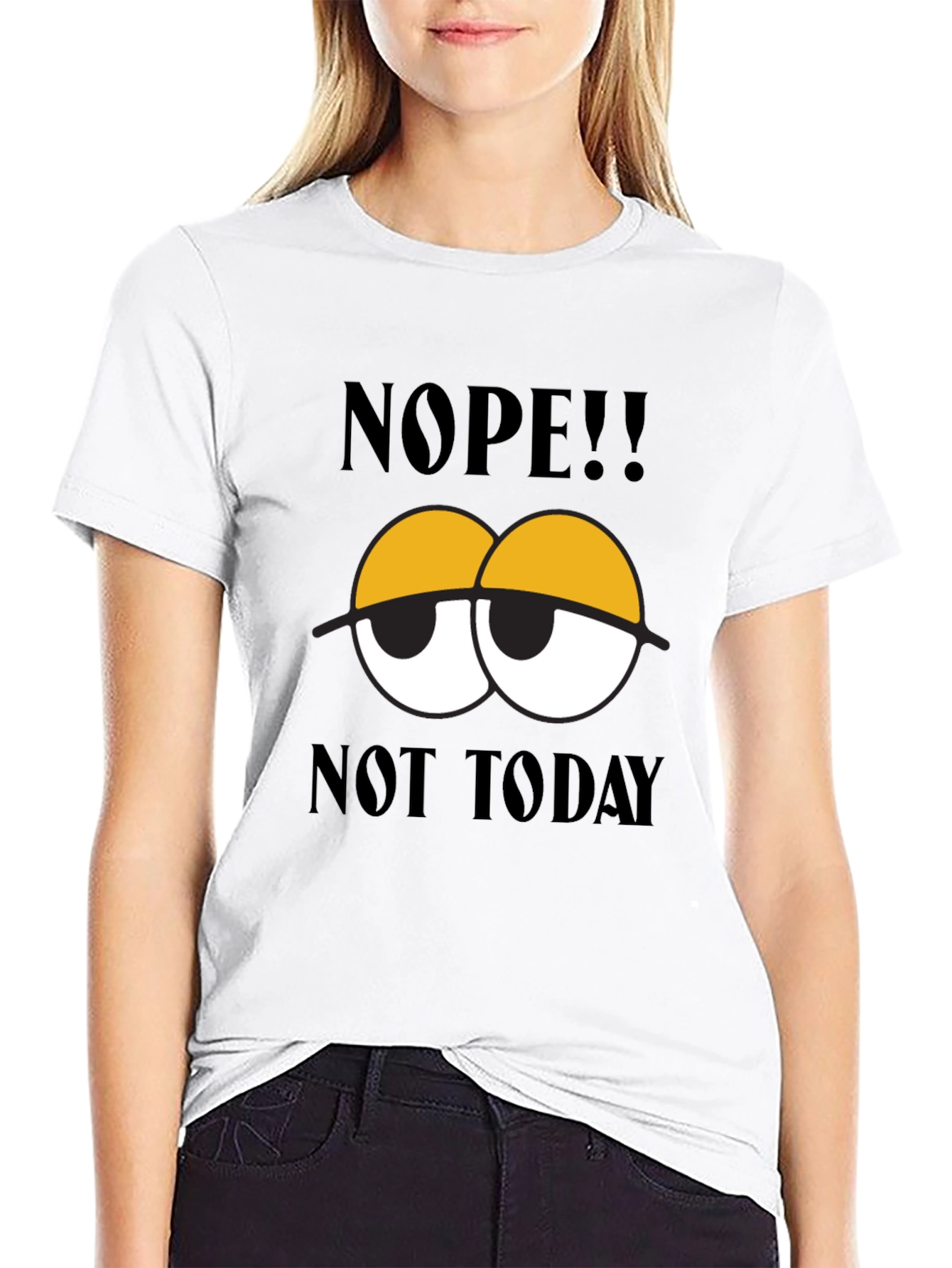 Black Nope Not Today Graphic Tee - Men's Black Cotton T-Shirt view 9