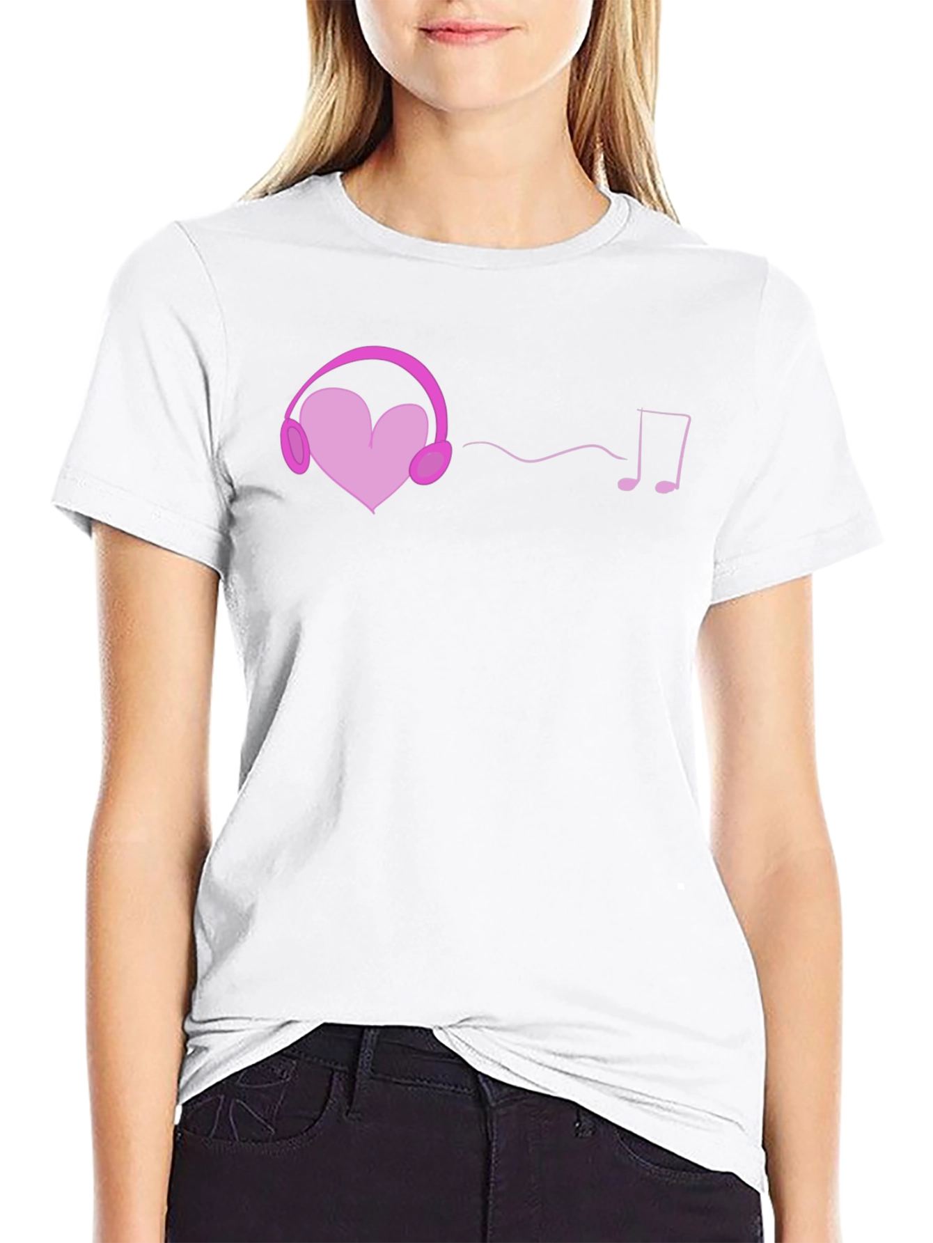 Black Heart Headphones Graphic Tee - Music Lover T-Shirt view 9