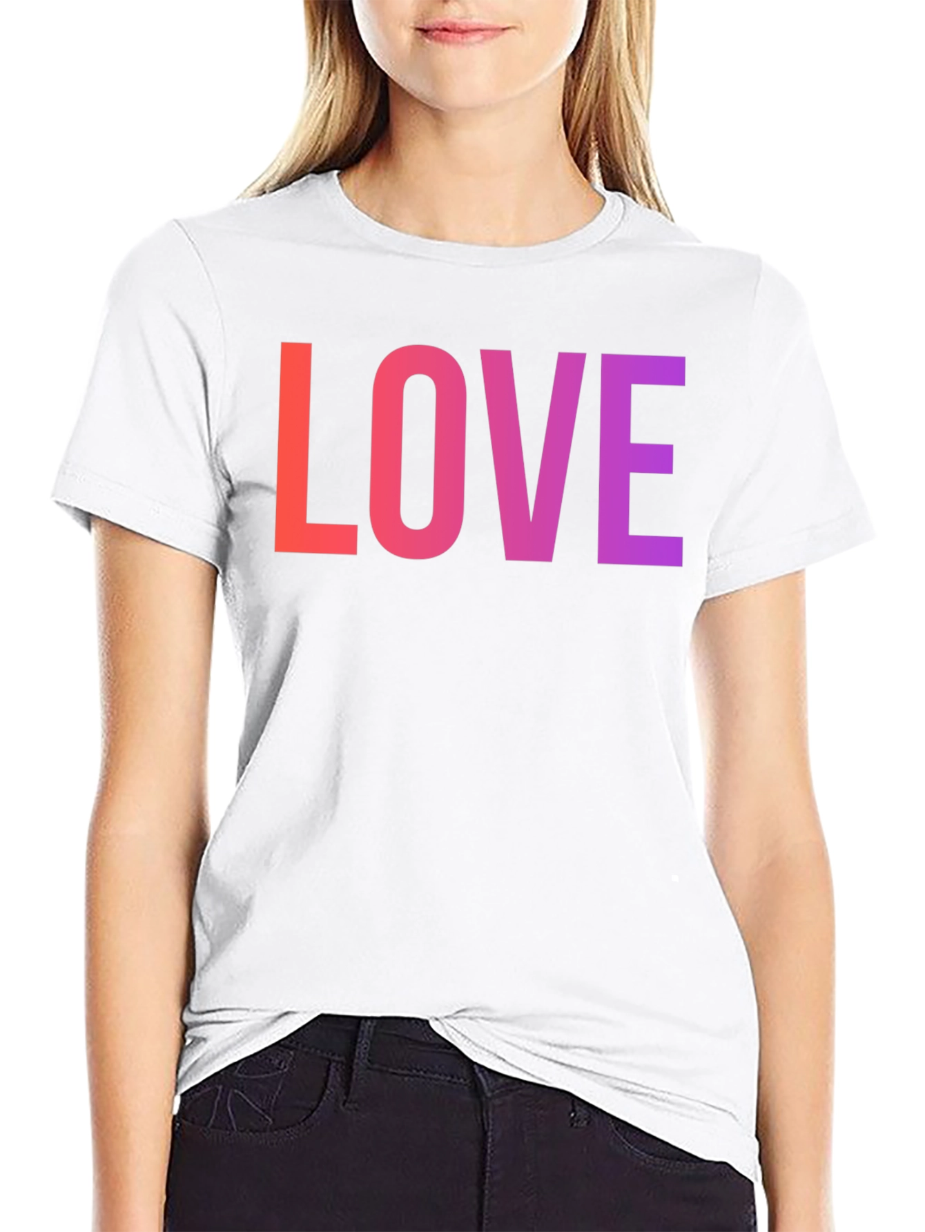 Black LOVE Graphic Tee - Gradient Word Design view 9