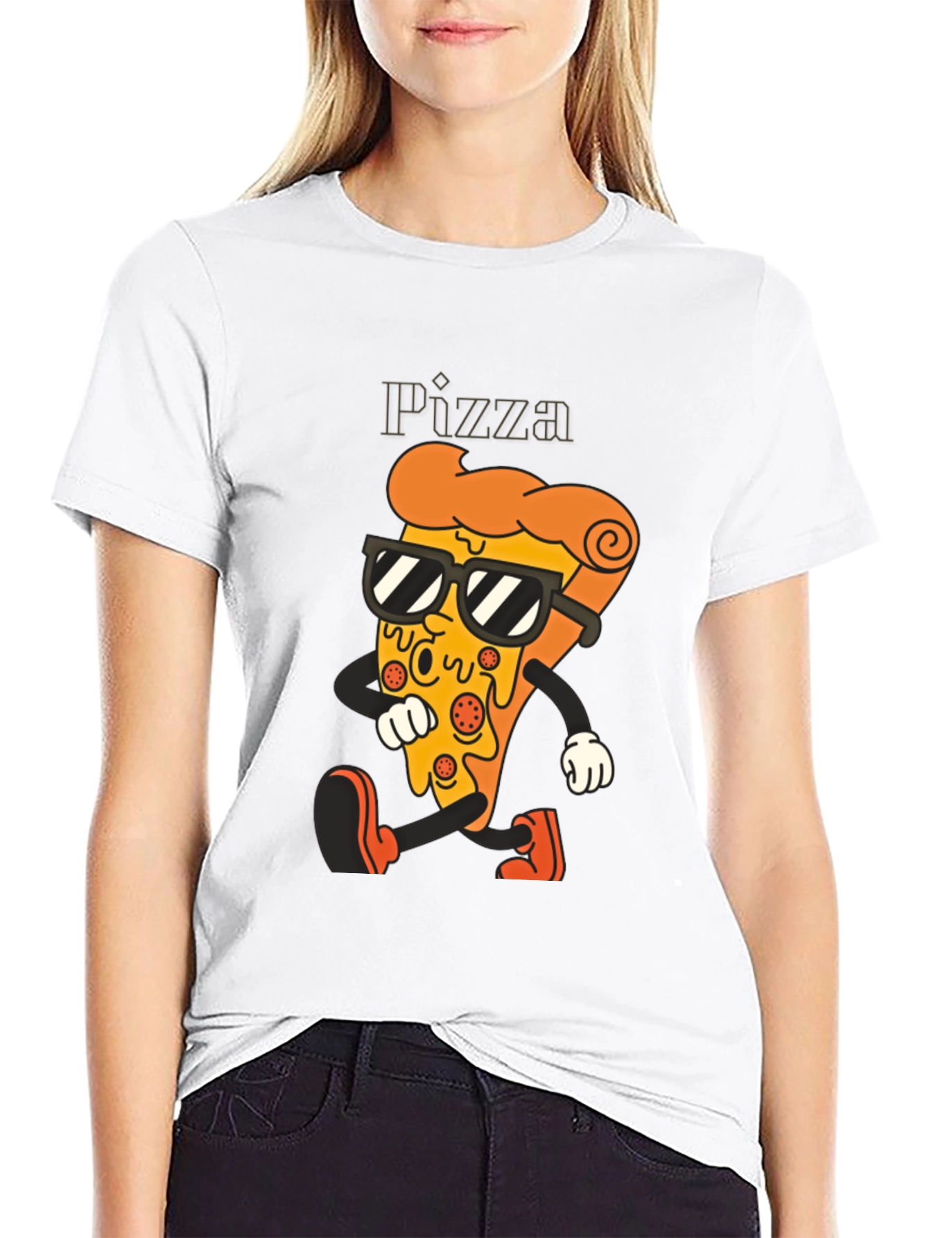 Black Cool Pizza Slice Graphic Tee - Black T-Shirt view 9