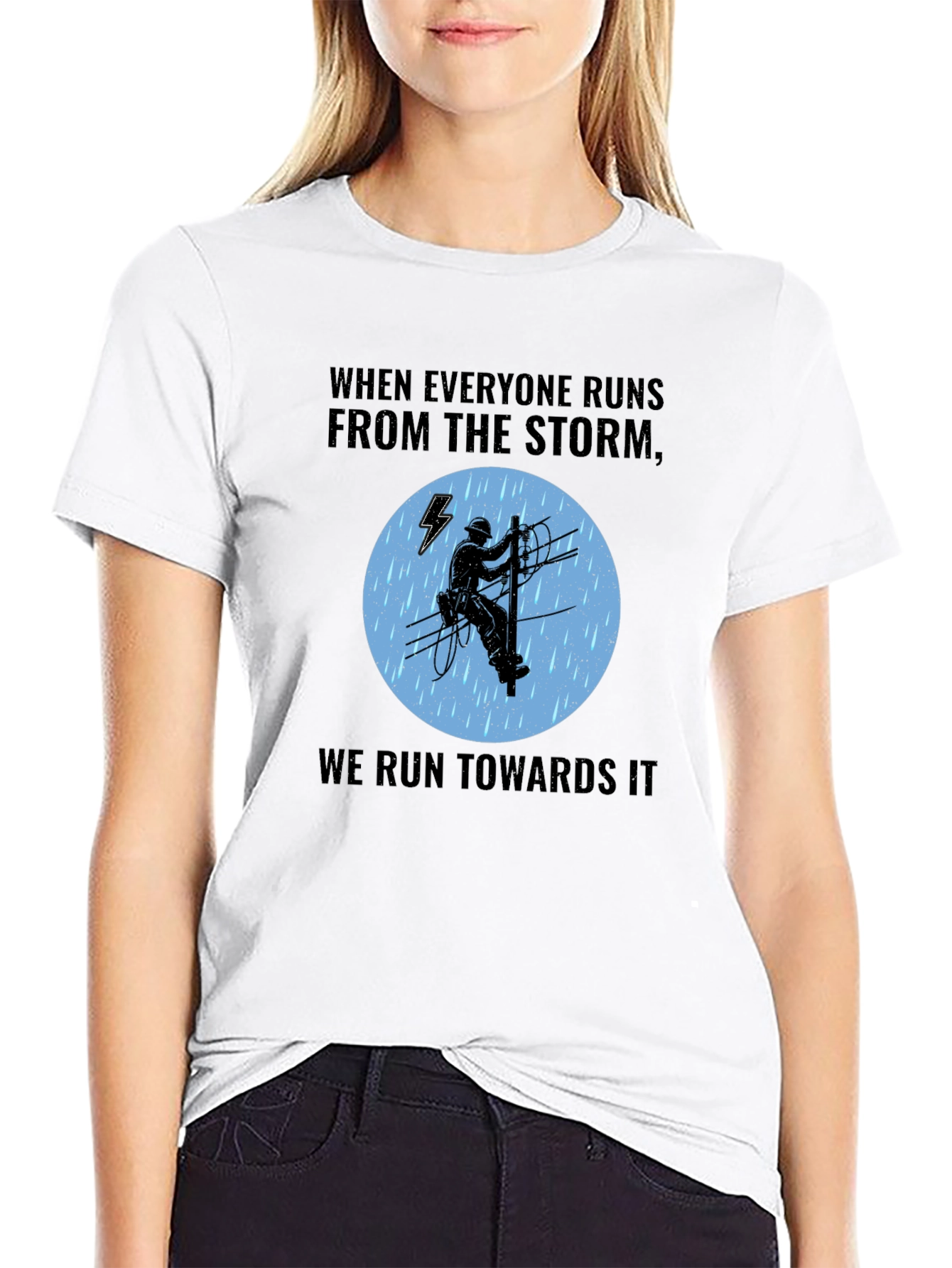 Black Storm Chaser Lineman T-Shirt view 9