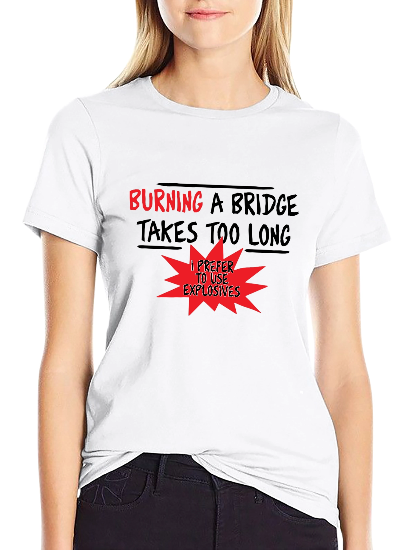 Black Burning Bridges Funny Graphic Tee view 9