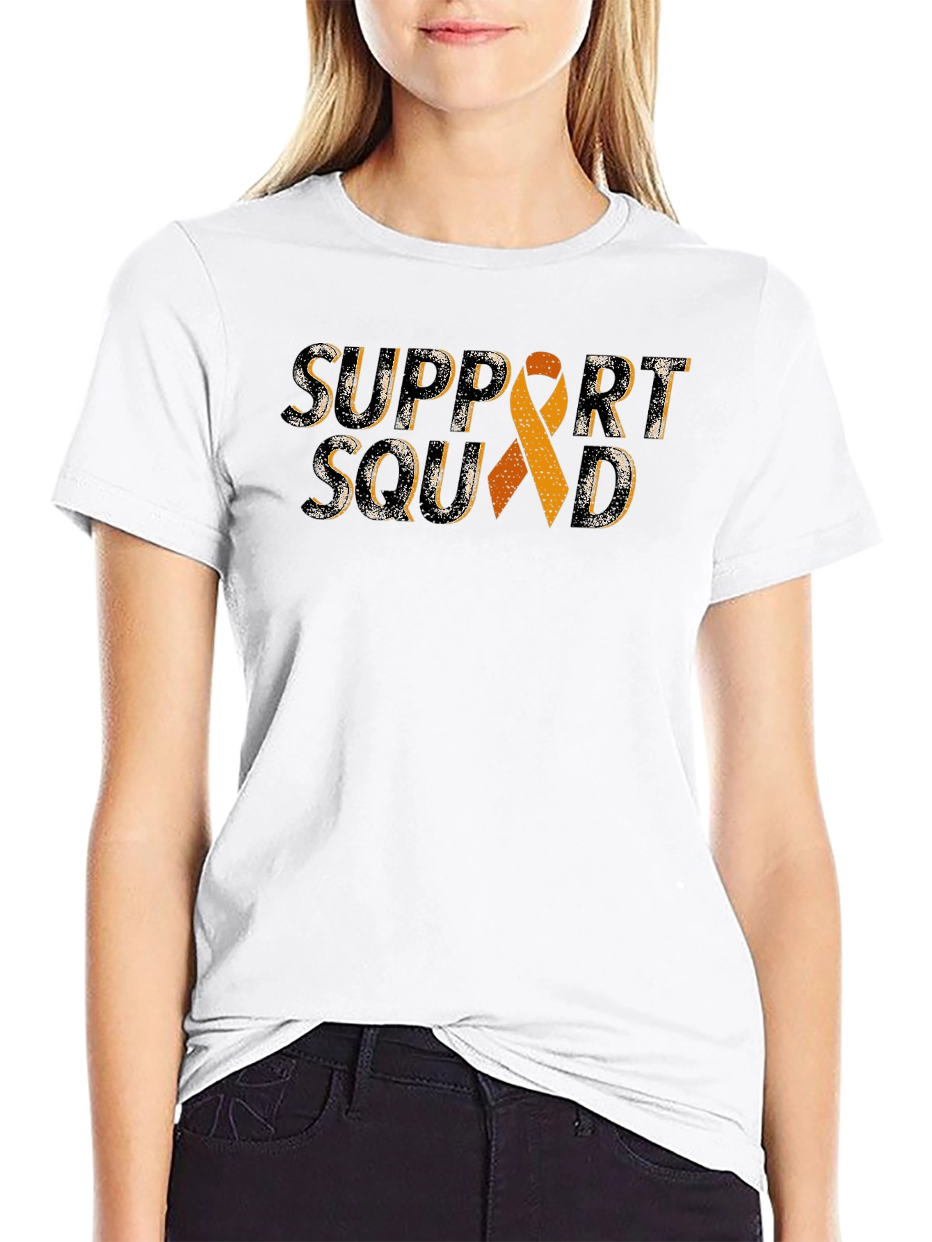 Black Support Squad Awareness Ribbon T-Shirt view 9
