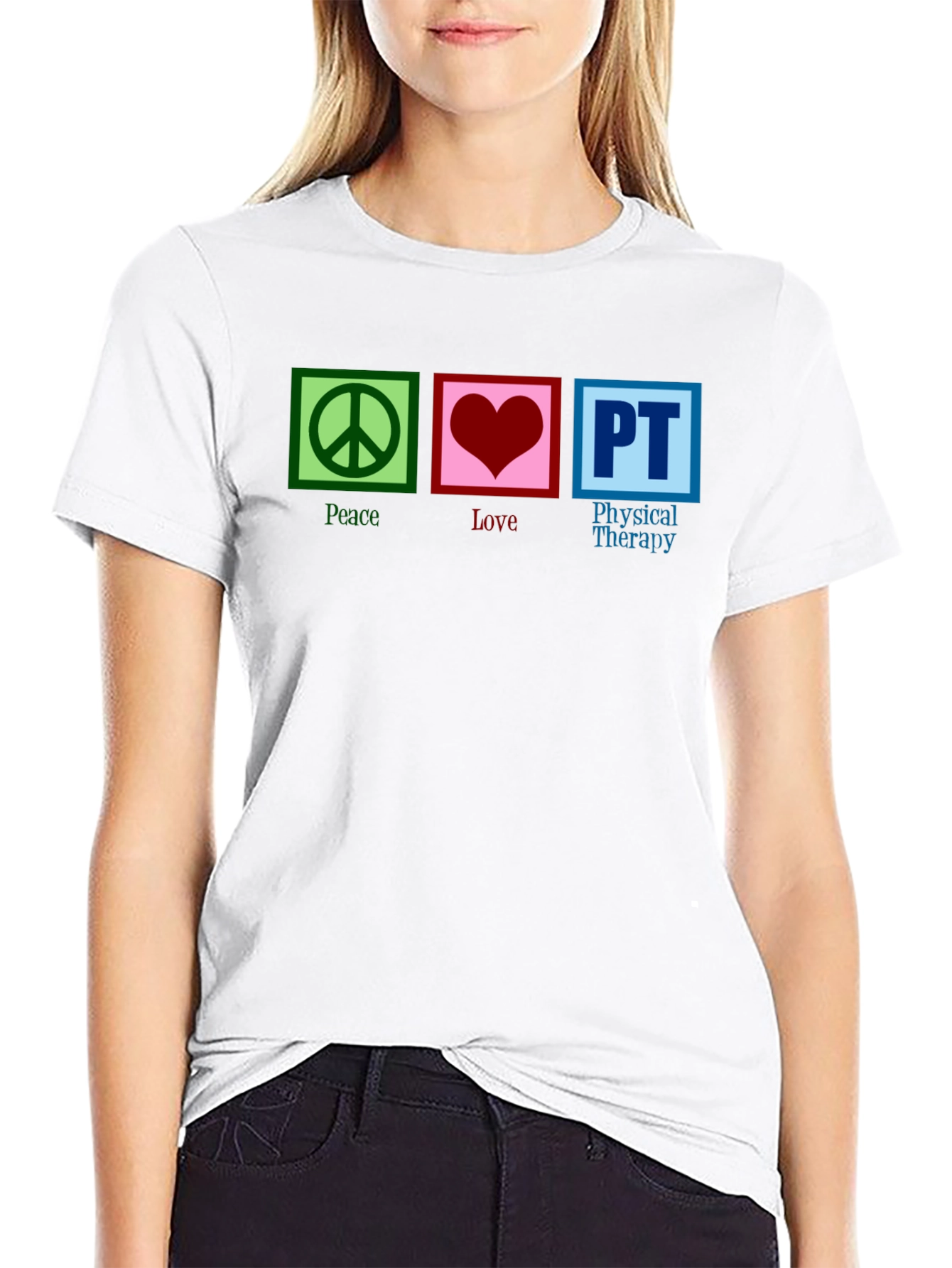 Black Peace Love PT Therapy T-Shirt view 9