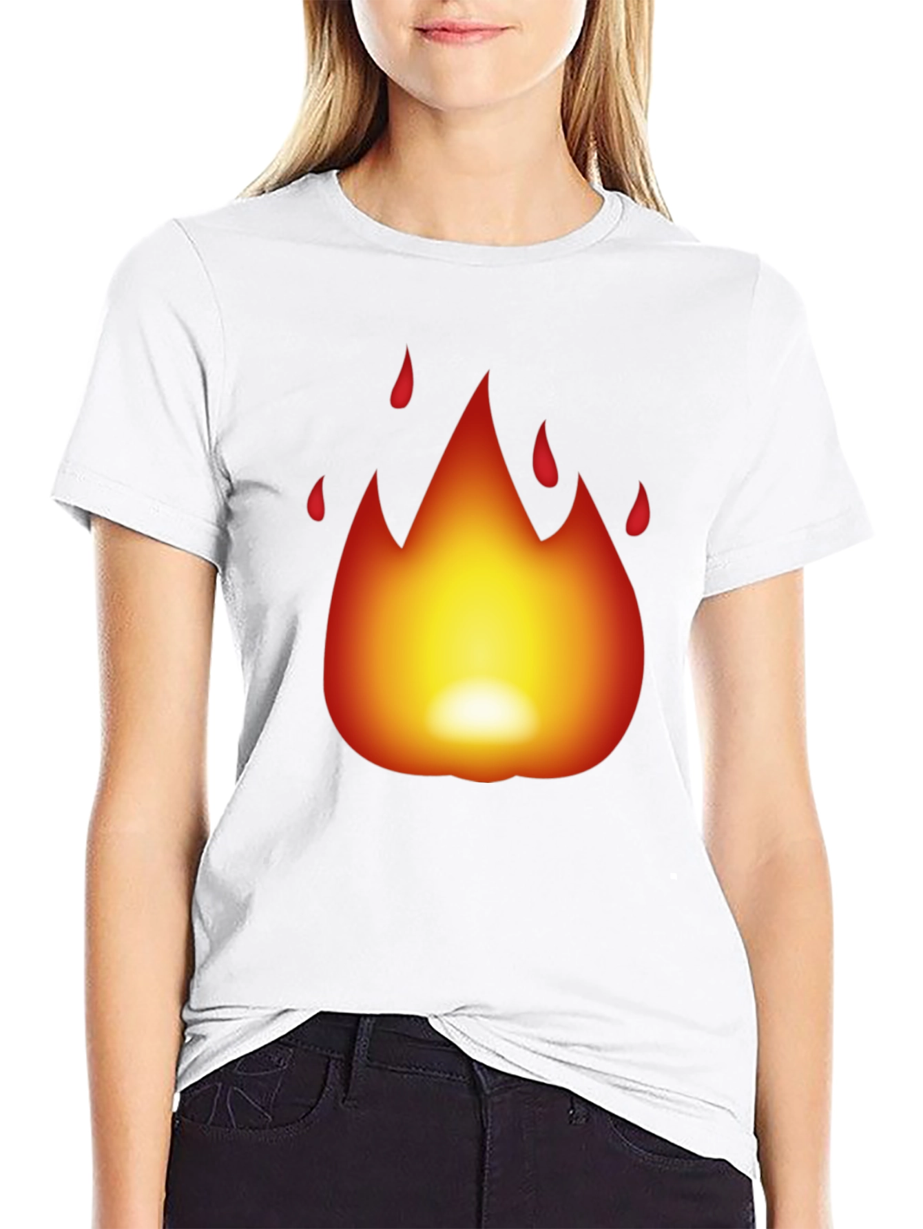 Black Fiery Flame Graphic Black T-Shirt view 9