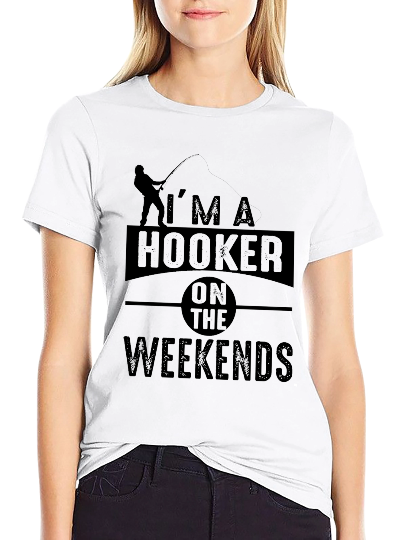 Black I'm A Hooker On The Weekends Fishing T-Shirt view 9