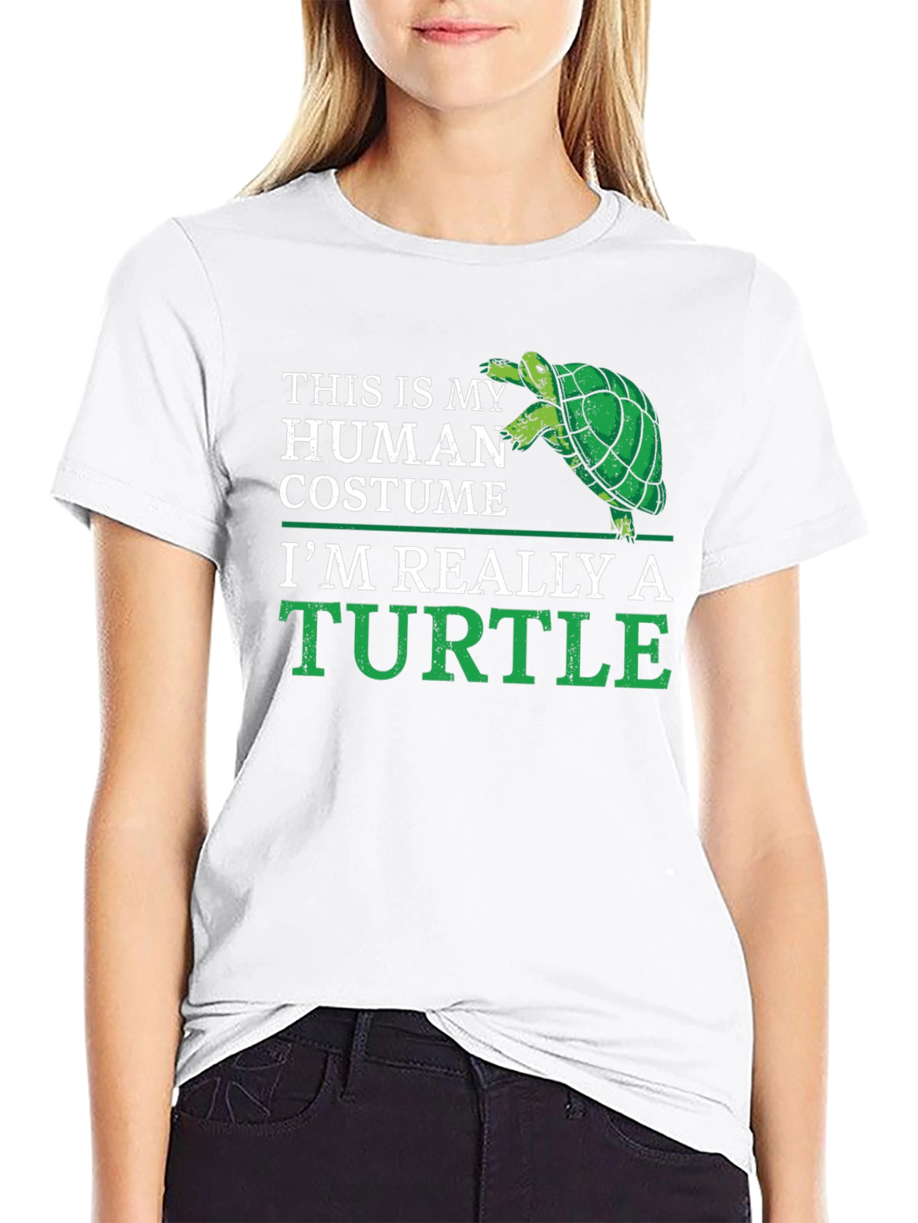 Black Human Costume Turtle T-Shirt - Funny Animal Lover Tee view 9