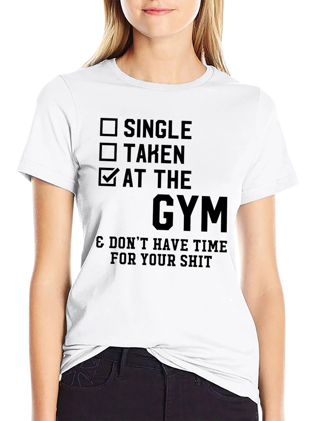 Black Gym Humor T-Shirt - Single Taken Gym Funny Tee view 9