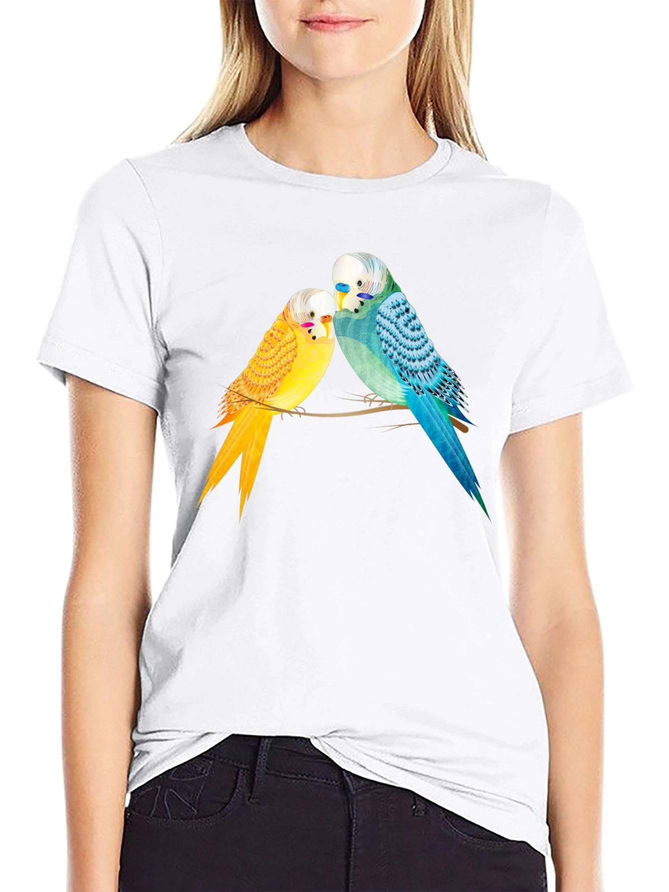 Black Budgie Bird Graphic Tee -  Cute Parakeet Lovers T-Shirt view 9