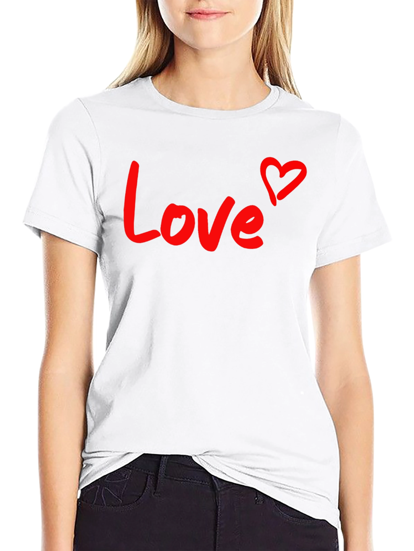 Black Love Heart Graphic Tee - Black Cotton Blend view 9