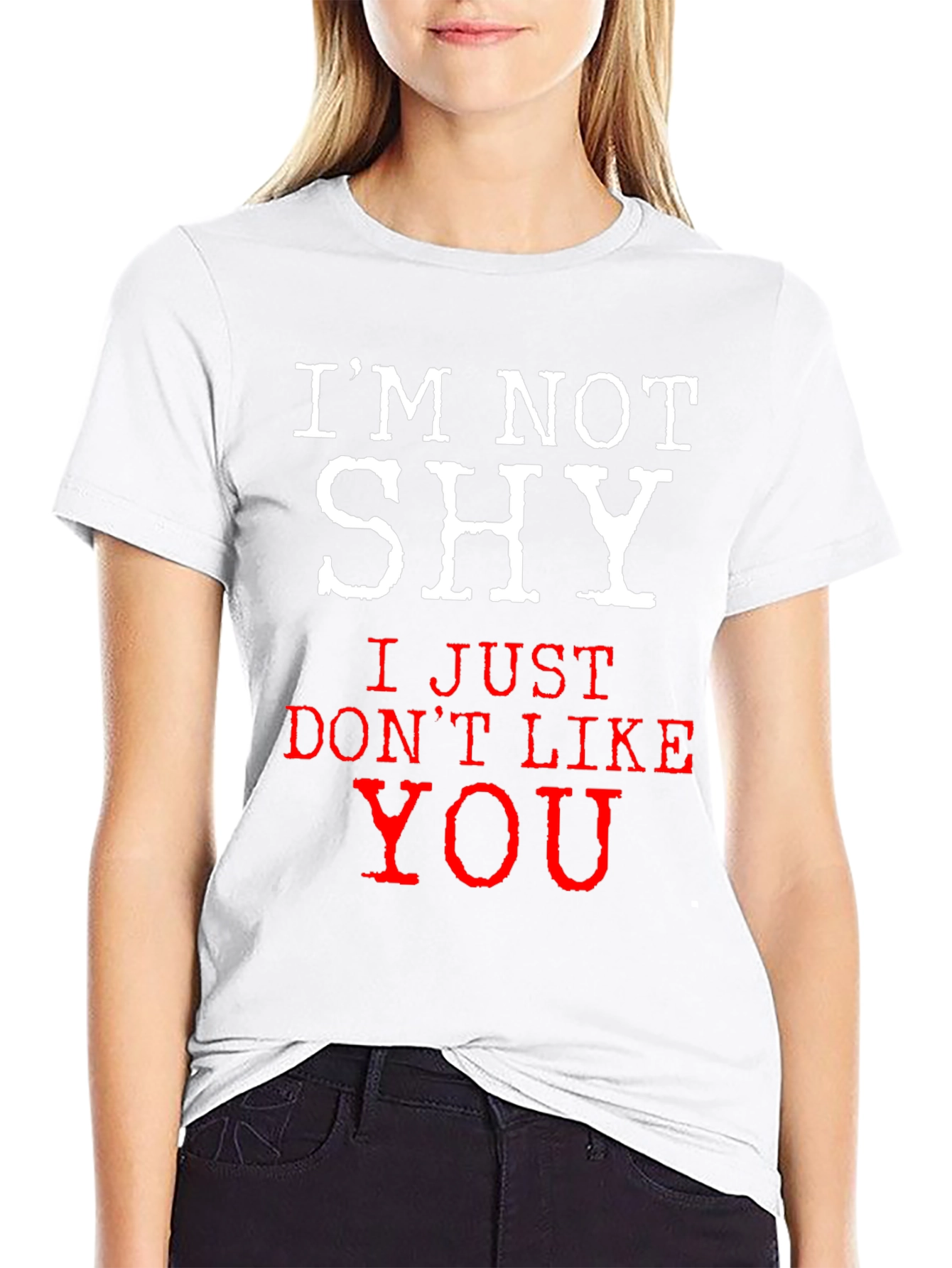 Black I'm Not Shy Funny Graphic T-Shirt view 9