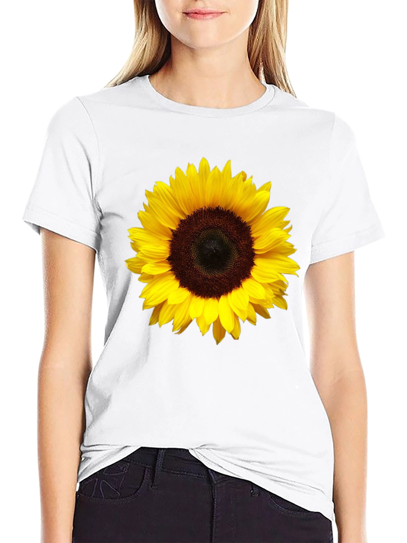 Black Sunflower Graphic Print Black T-Shirt view 9