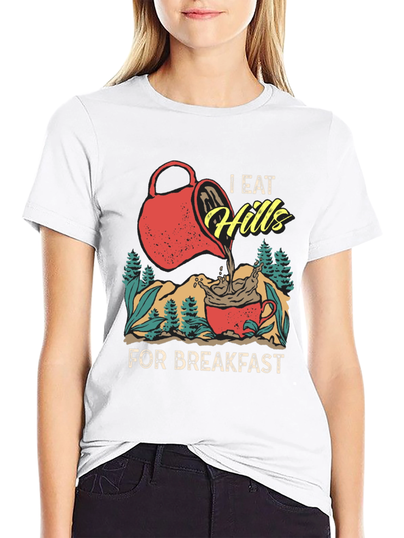 Black I Eat Hills for Breakfast Tee view 9