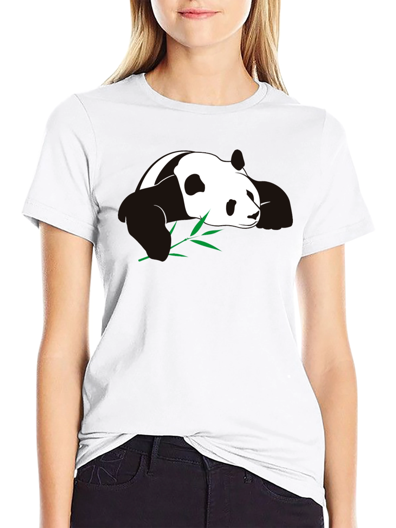 Black Panda T-Shirt - Black Cotton Blend Tee view 9