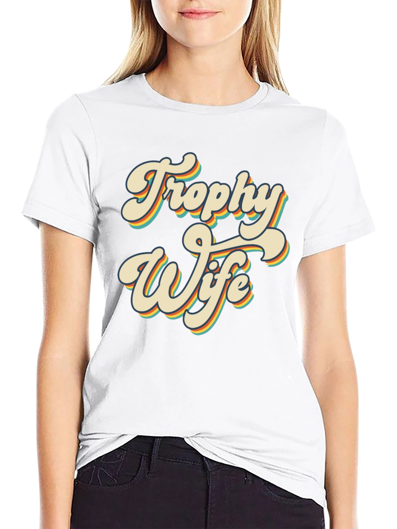 Black Retro Trophy Wife Graphic T-Shirt - Black view 9