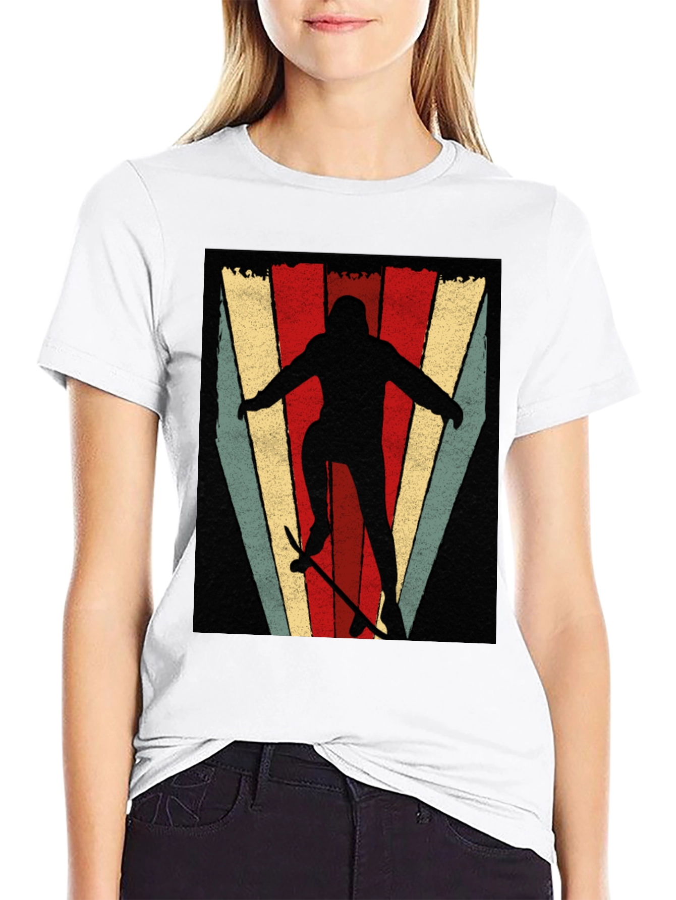 Black Retro Skateboarder Graphic T-Shirt view 9