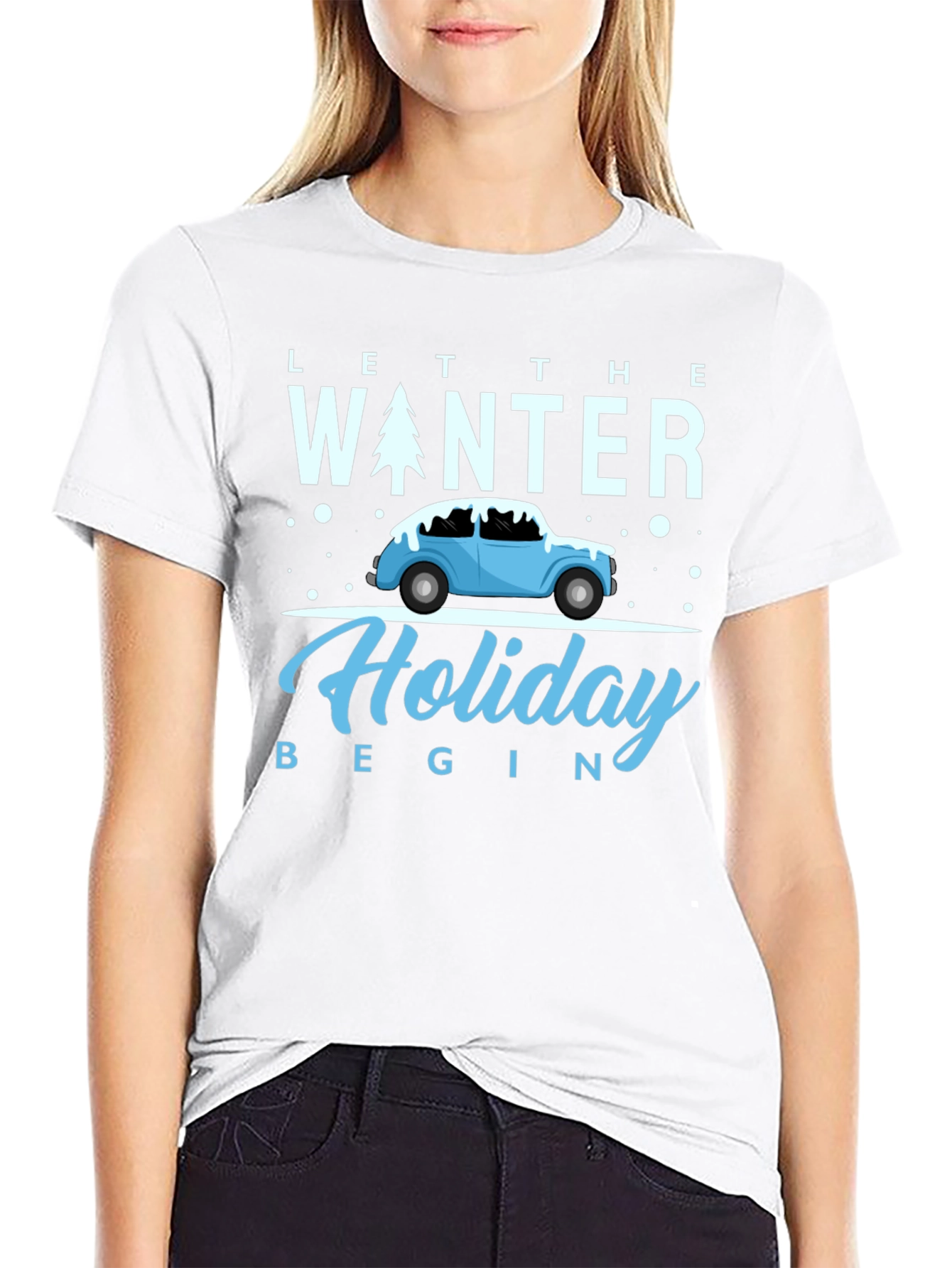 Black Winter Holiday Tee: Let the Holiday Begin Shirt view 9