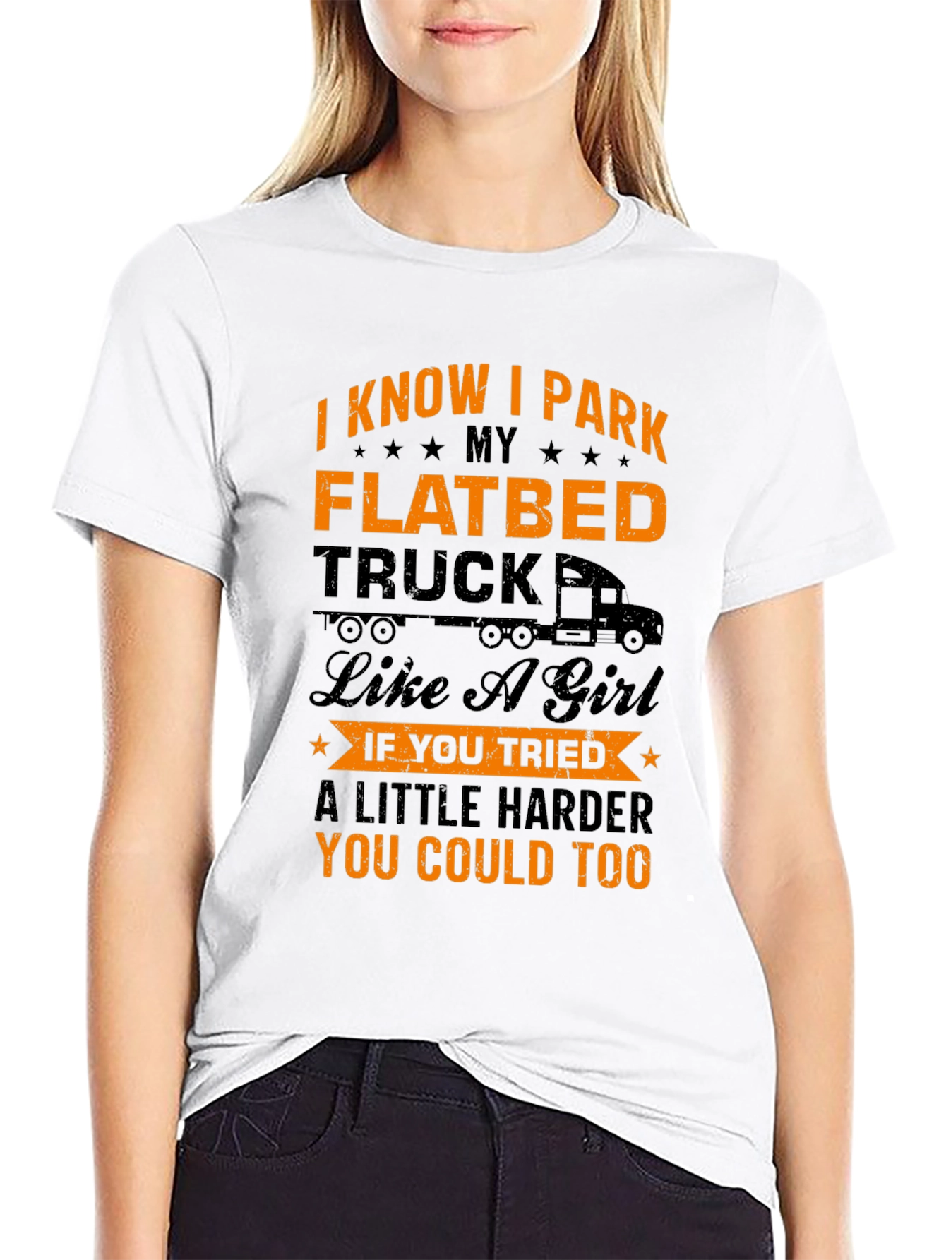 Black Funny Flatbed Truck Driver T-Shirt view 9