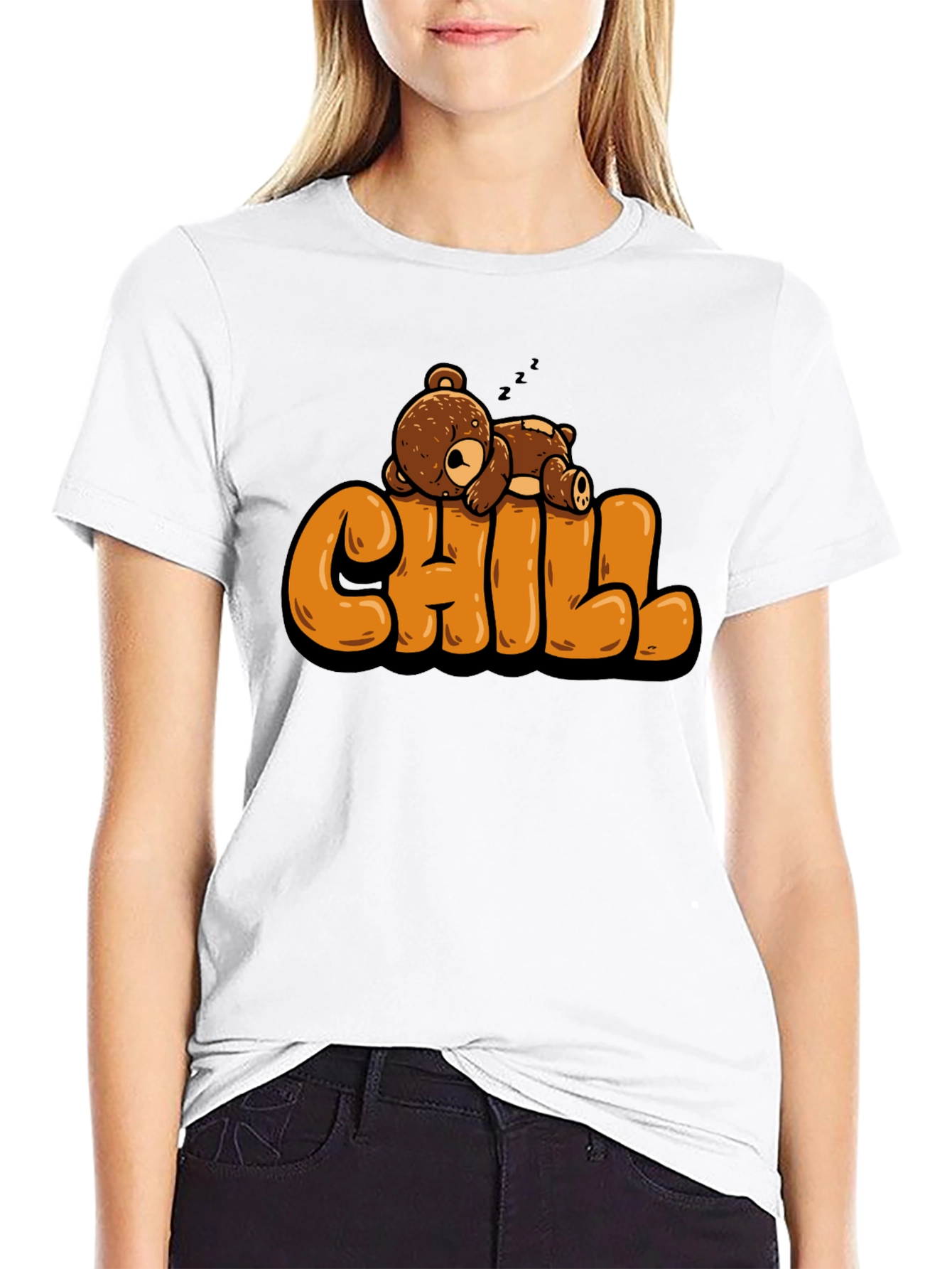 Black Chill Bear T-Shirt - Relaxed Style view 9