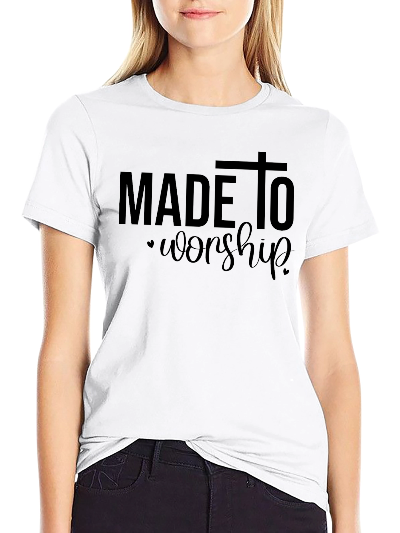 Black Made to Worship Black Graphic Tee view 9