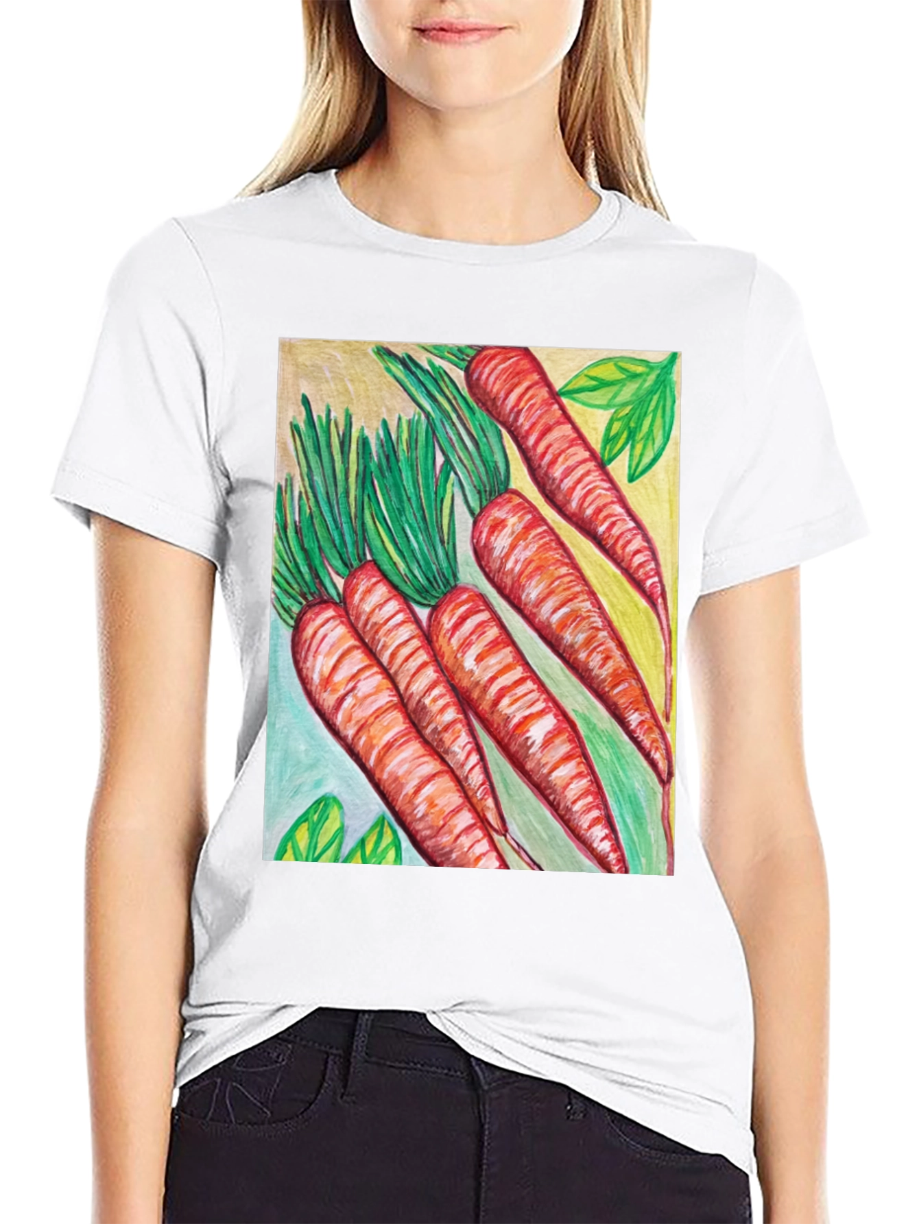 Black Carrot Art Graphic Tee - Quirky Unisex T-Shirt view 9