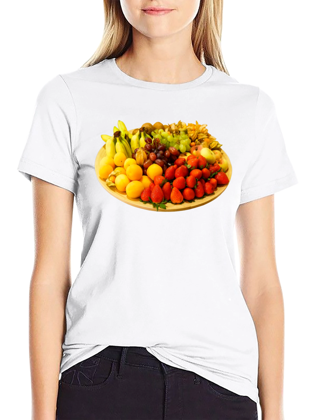 Black Fruit Platter Graphic Tee - Black Unisex T-Shirt view 9