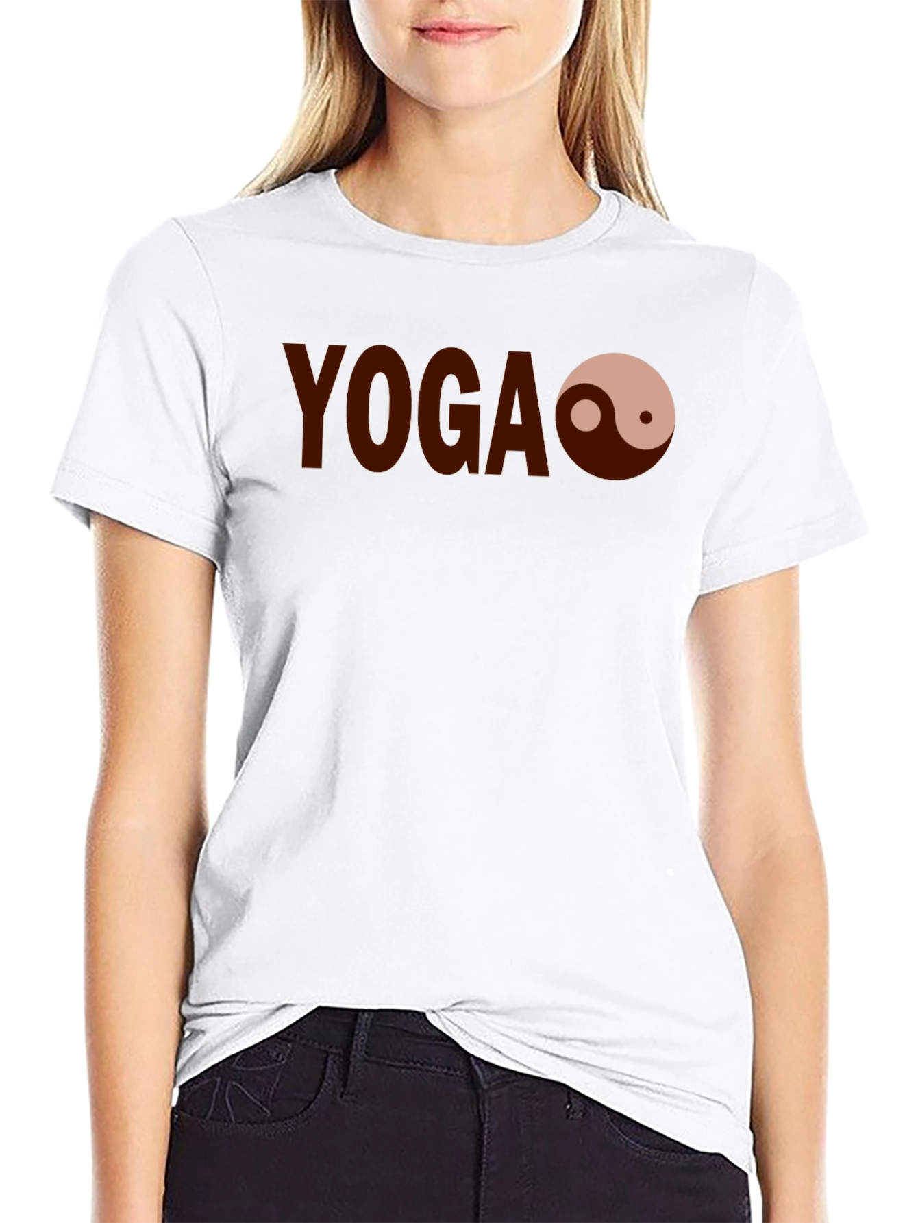 Black Yoga Yin Yang Graphic Tee - Comfortable Cotton Blend Shirt view 9