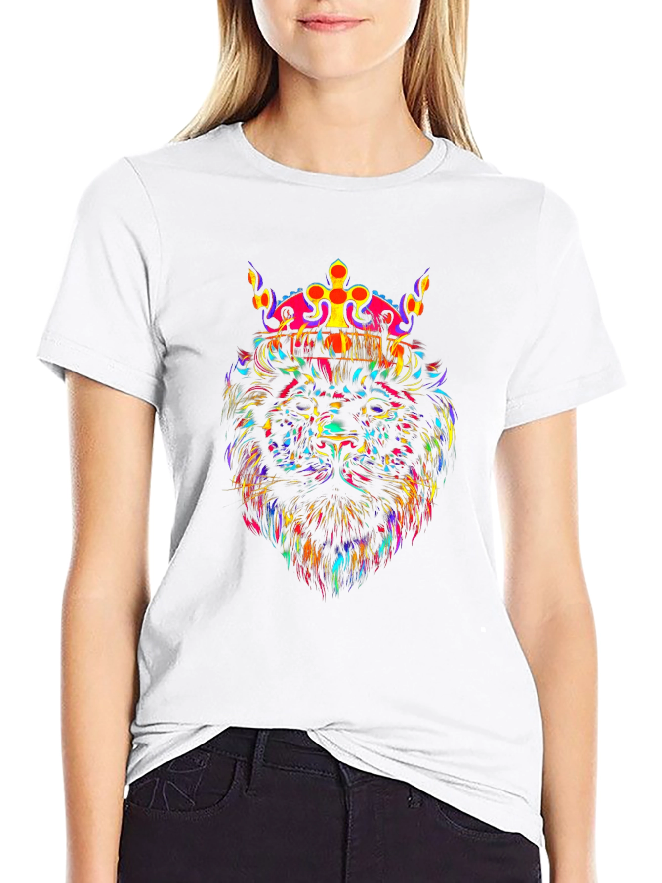 Black Lion King Graphic Tee - Vivid Print T-Shirt view 9
