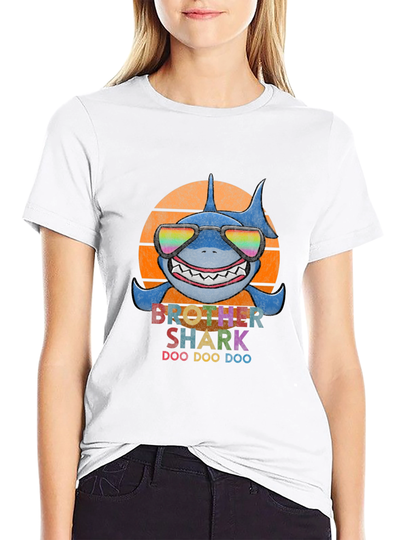Black Brother Shark Doo Doo Doo T-Shirt view 9