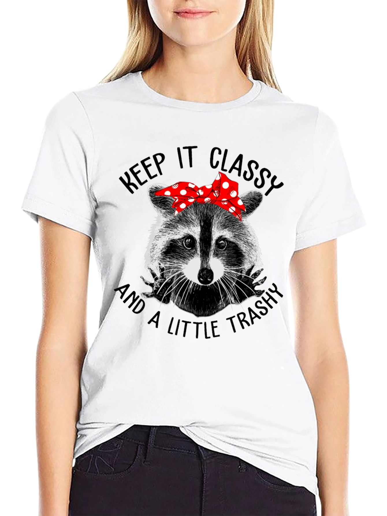 Black Classy Trashy Raccoon Graphic Tee view 9