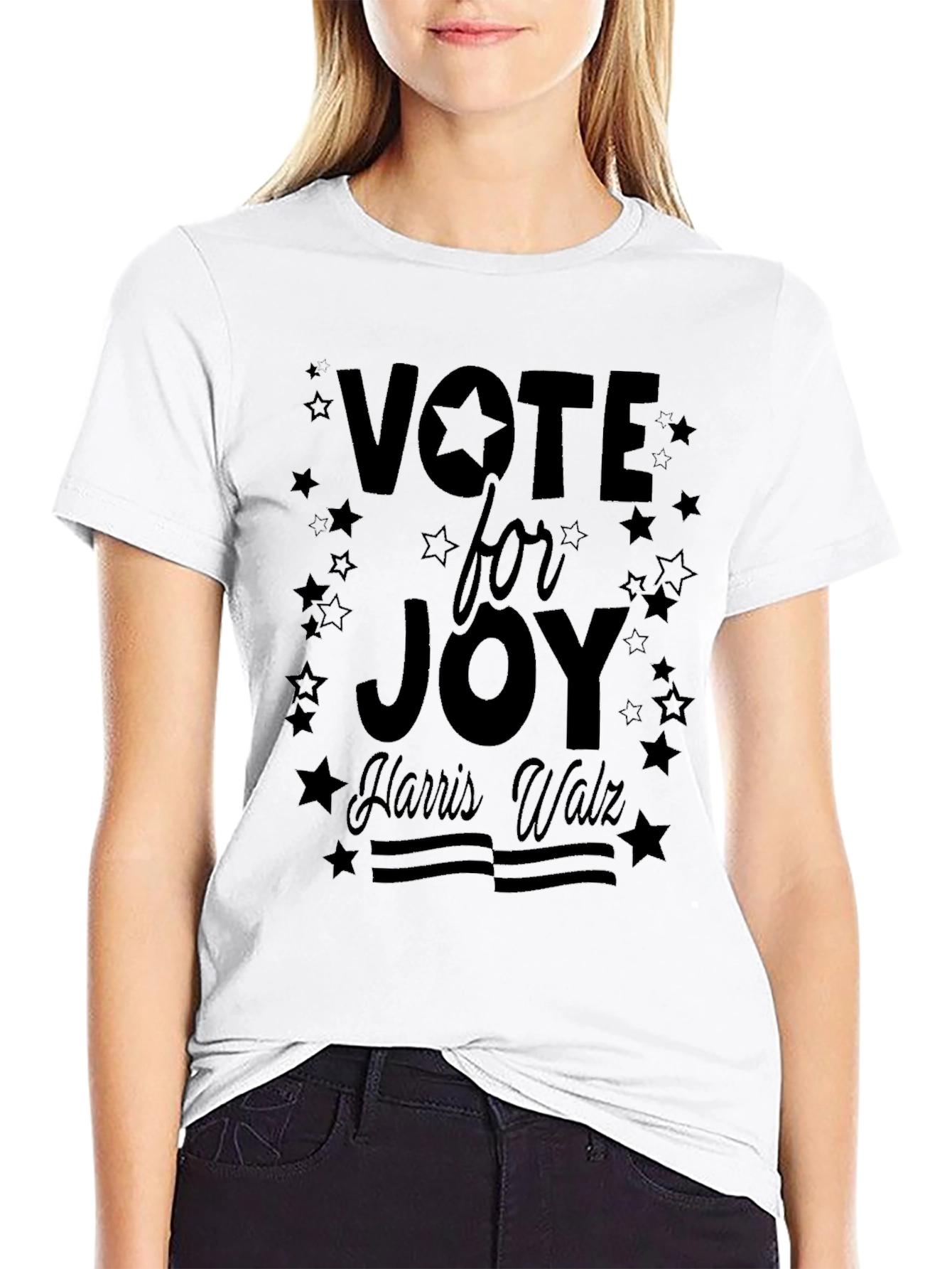 Black Vote for Joy Harris Walz Black T-Shirt view 9