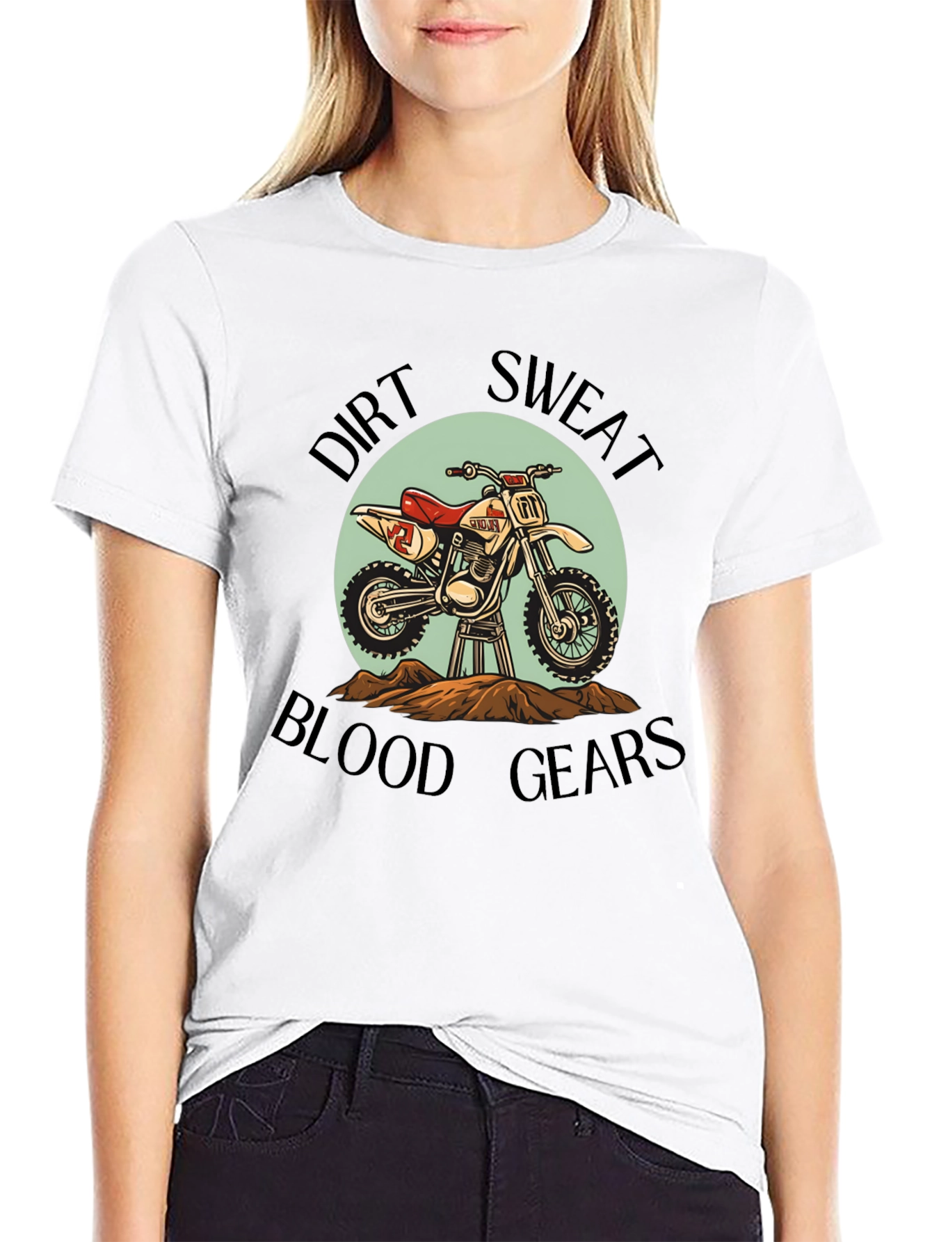 Black Dirt Bike T-Shirt: Sweat, Blood, & Gears view 9