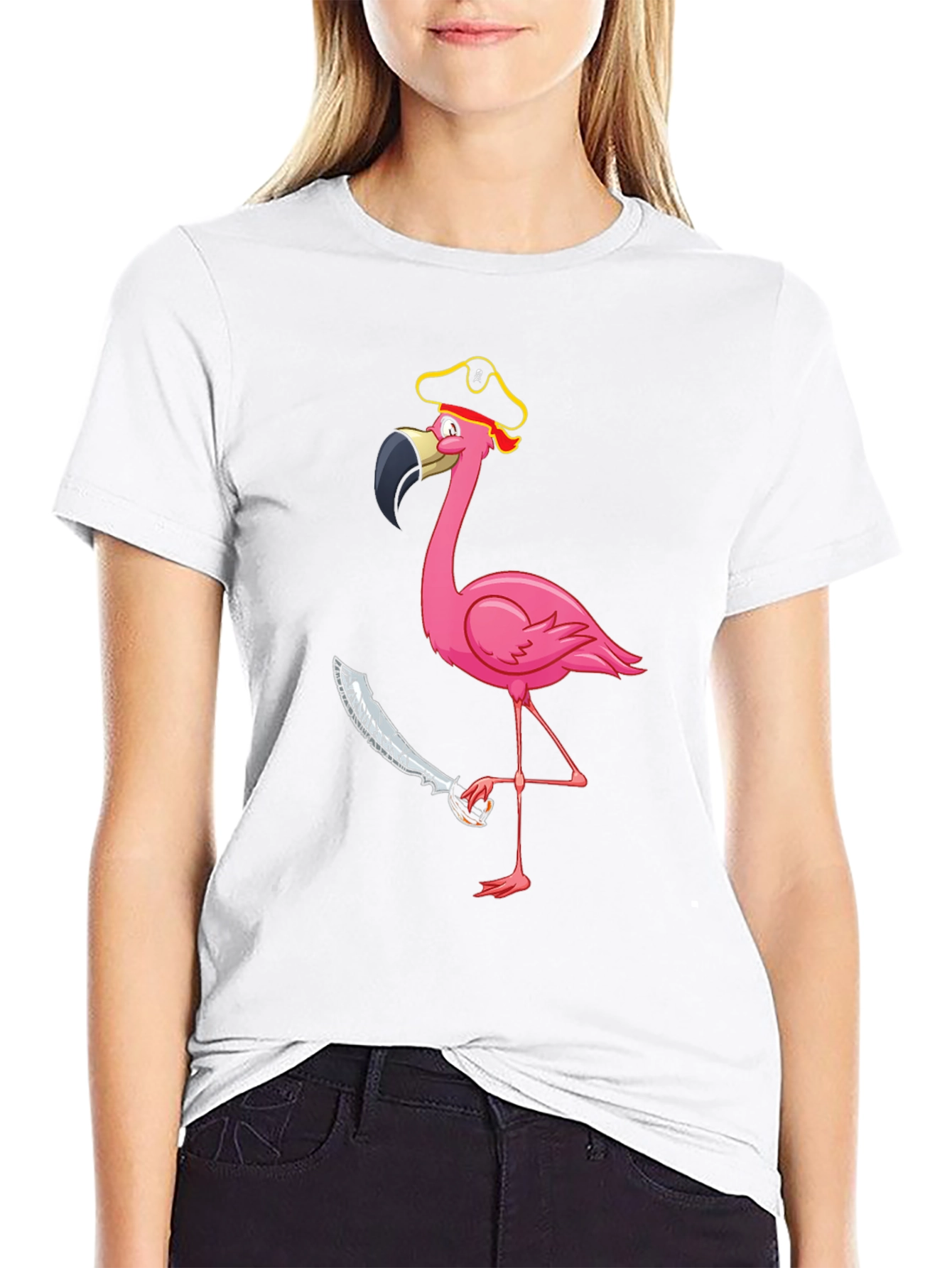 Black Pirate Flamingo Graphic Tee - Men's Black T-Shirt view 9
