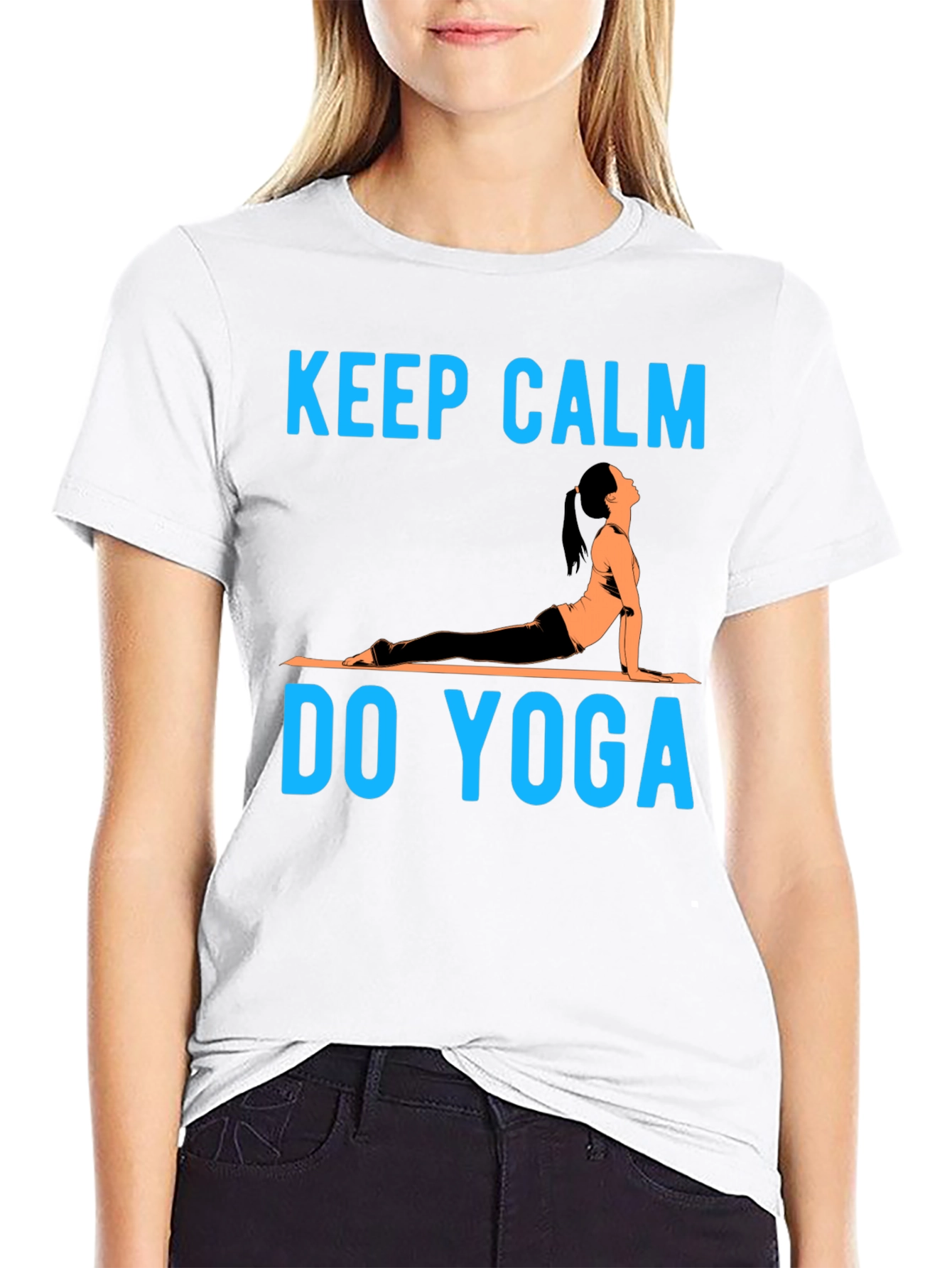 Black Keep Calm Do Yoga T-Shirt - Black Cotton Blend view 9