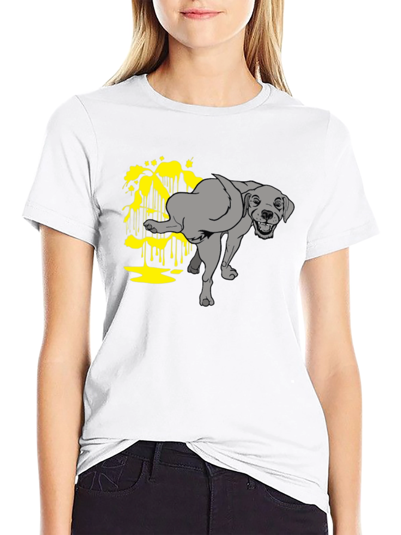 Black Funny Dog Peeing Humor Graphic Black T-Shirt view 9