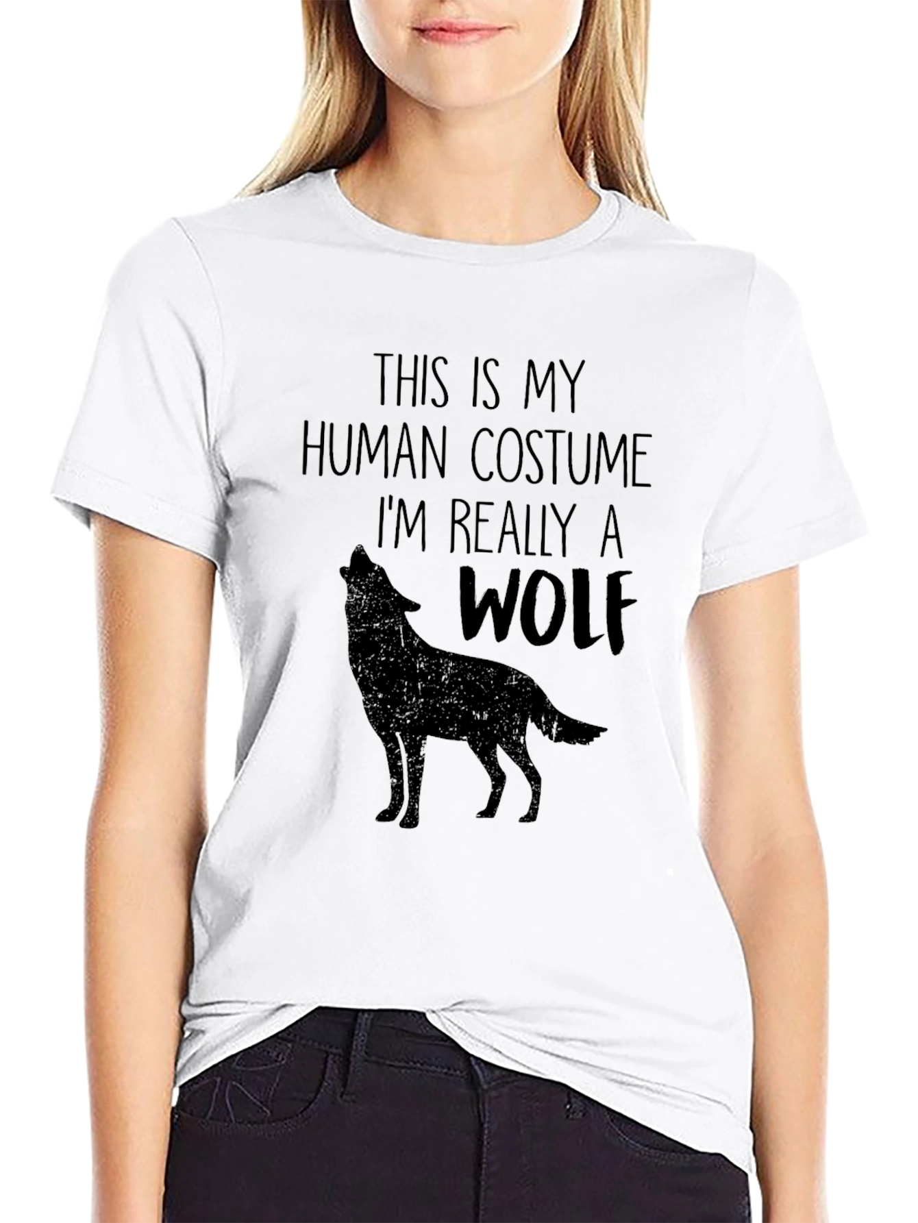 Black Human Costume Wolf Graphic T-Shirt view 9