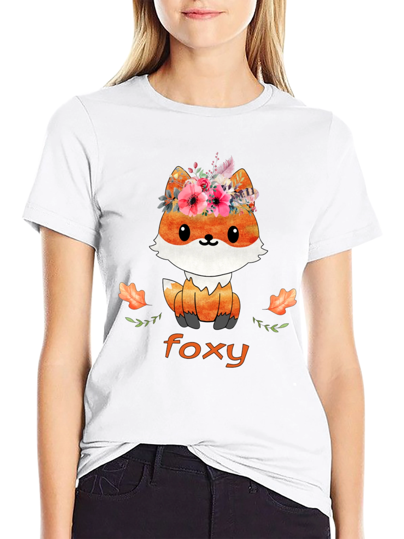 Black Foxy T-Shirt - Cute Animal Graphic Tee view 9