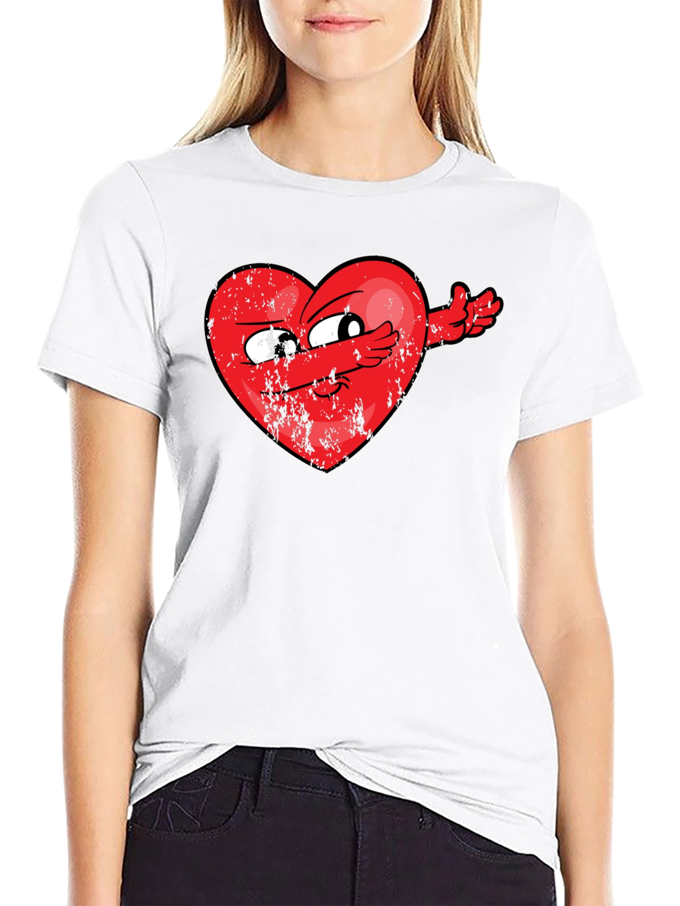 Black Dabbing Heart Graphic Tee - Valentine's Day Humor view 9