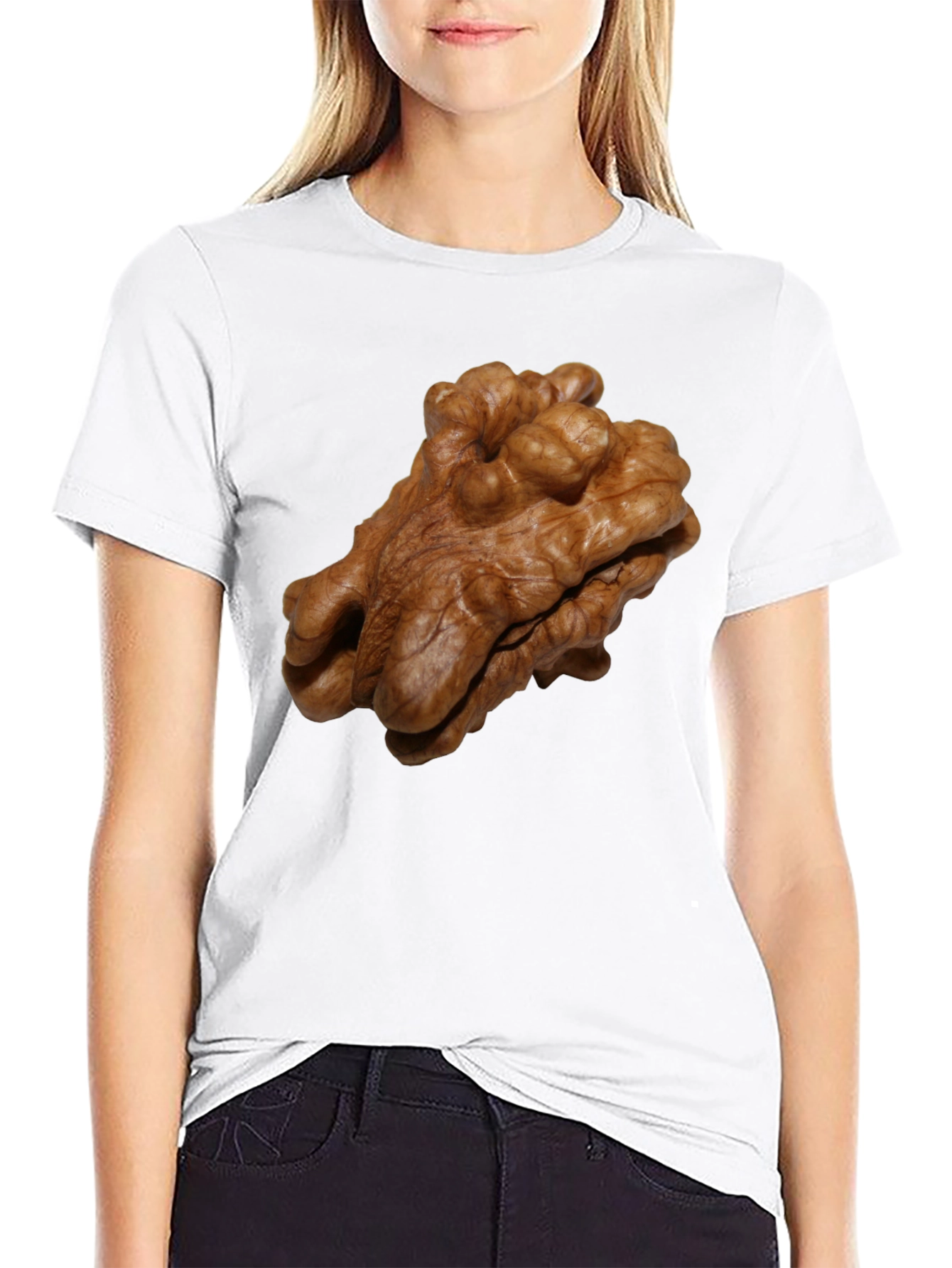 Black Walnut Print Black T-Shirt - Unique Nut Design view 9