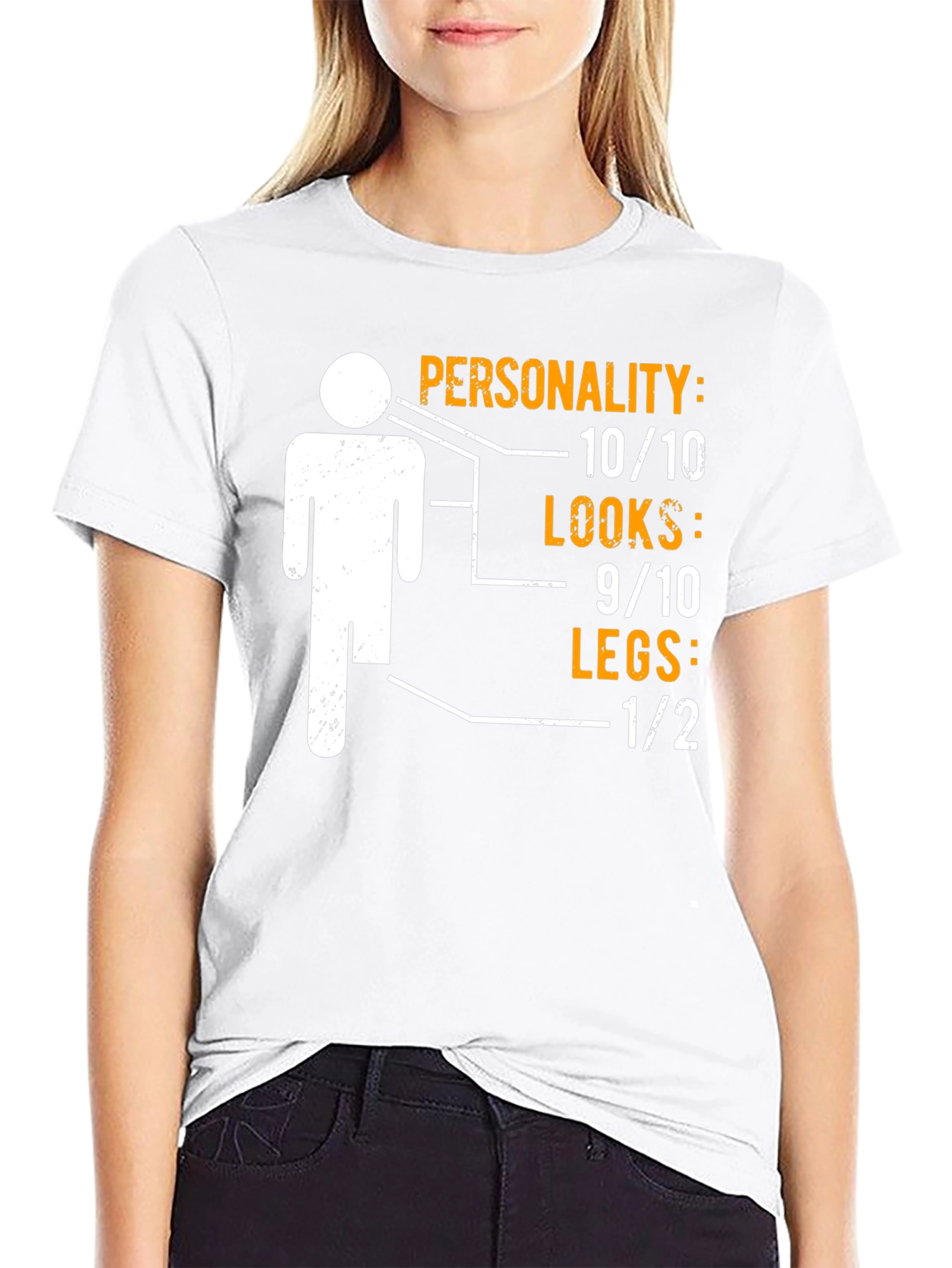 Black Funny One Legged Man Personality Graphic T-Shirt view 9