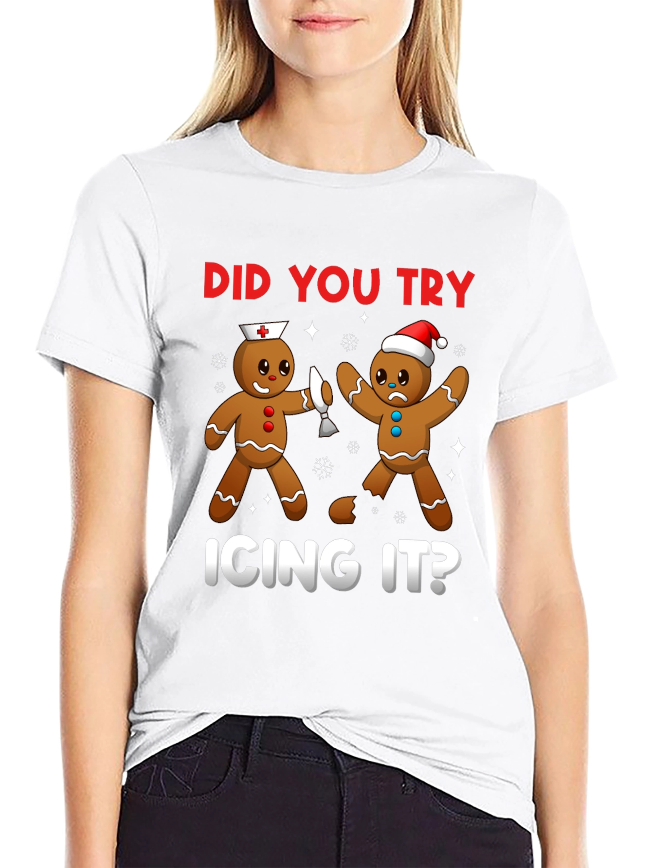 Black Gingerbread Icing T-Shirt Funny Christmas Tee view 9