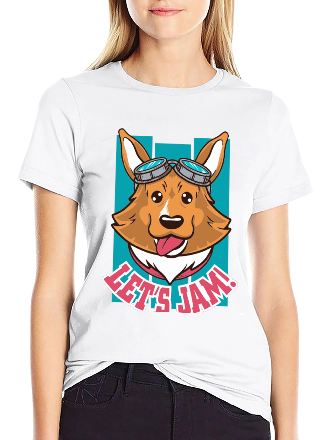Black Let's Jam Corgi T-Shirt - Funny Dog Tee view 9