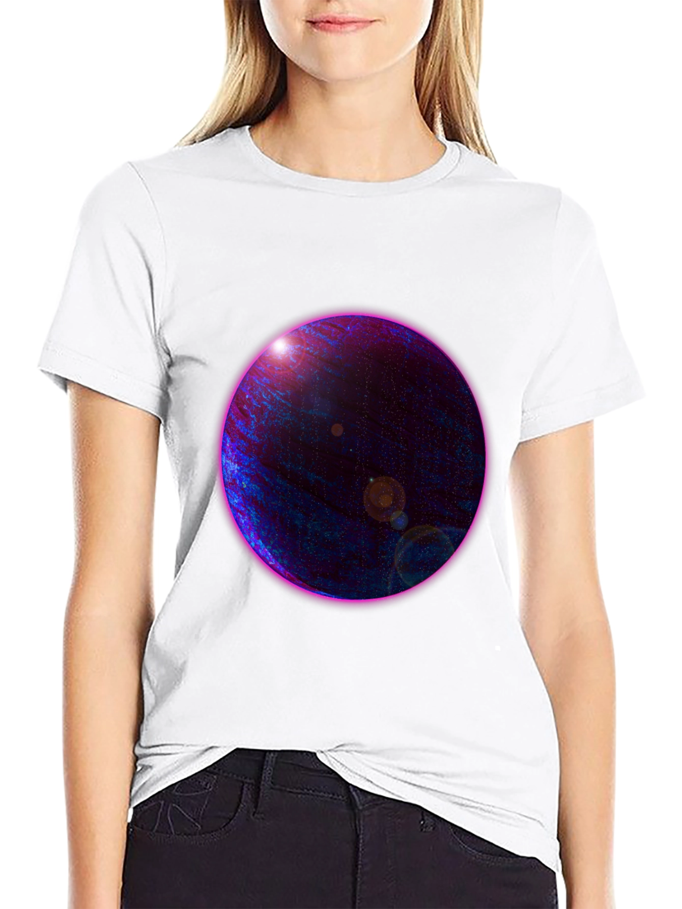 Black Cosmic Planet Graphic Tee view 9
