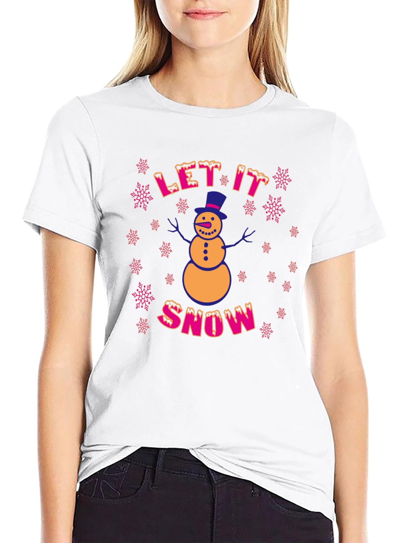 Black Festive Let It Snow Christmas Graphic Tee view 9